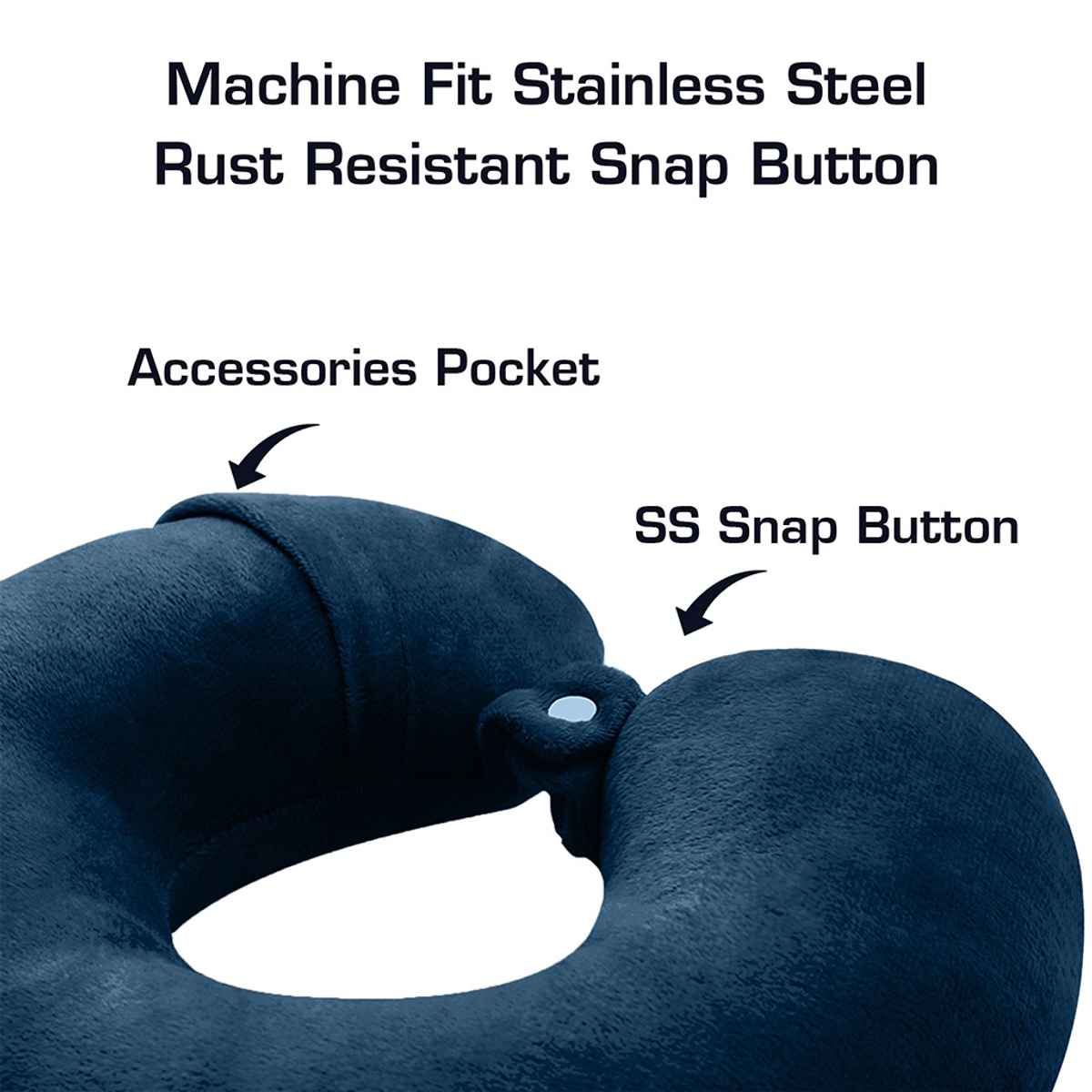 Billebon Unisex Fiber Neck Pillow with Eye Mask | Navy Blue - One Size