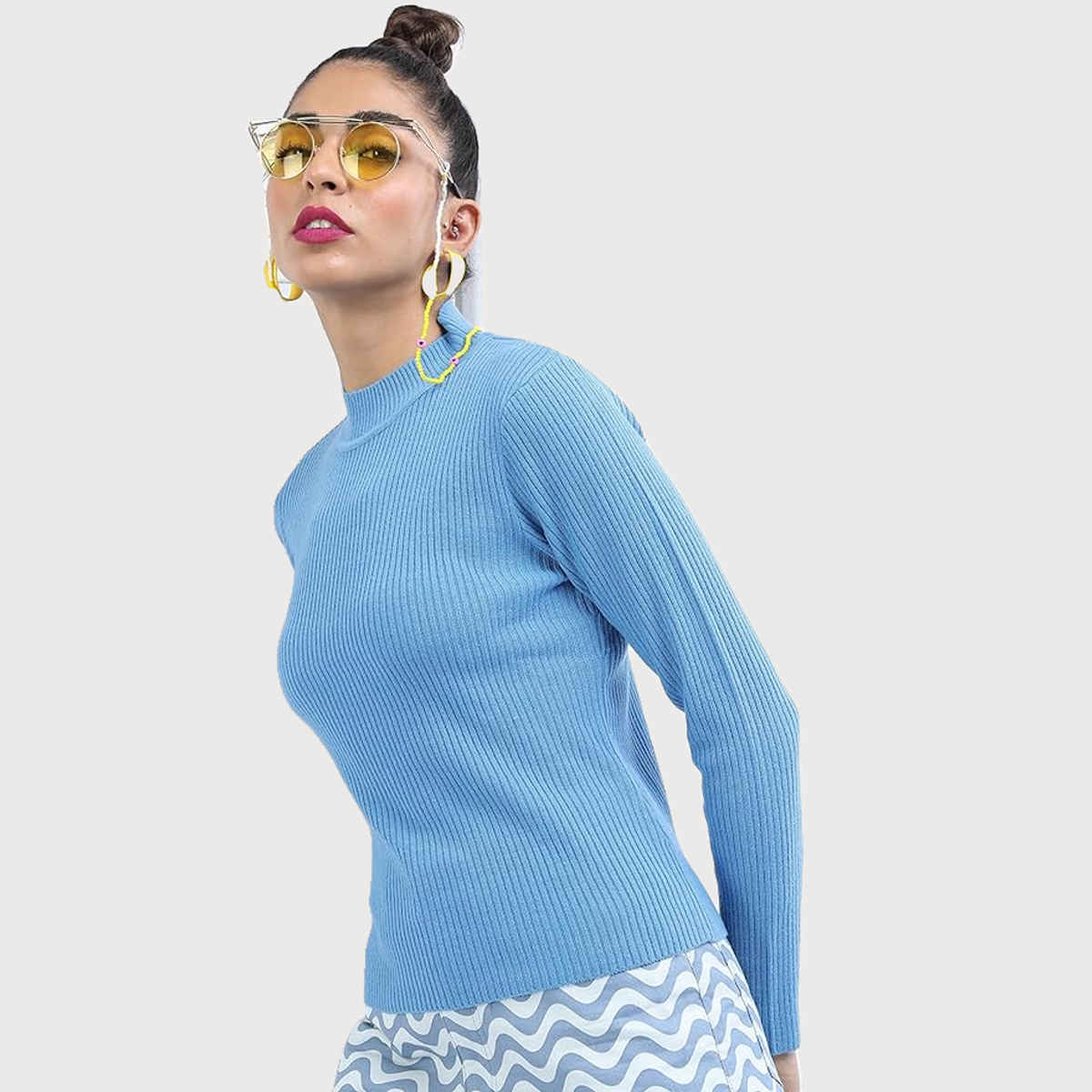 Ketch Women High Neck Pullover | Blue | S