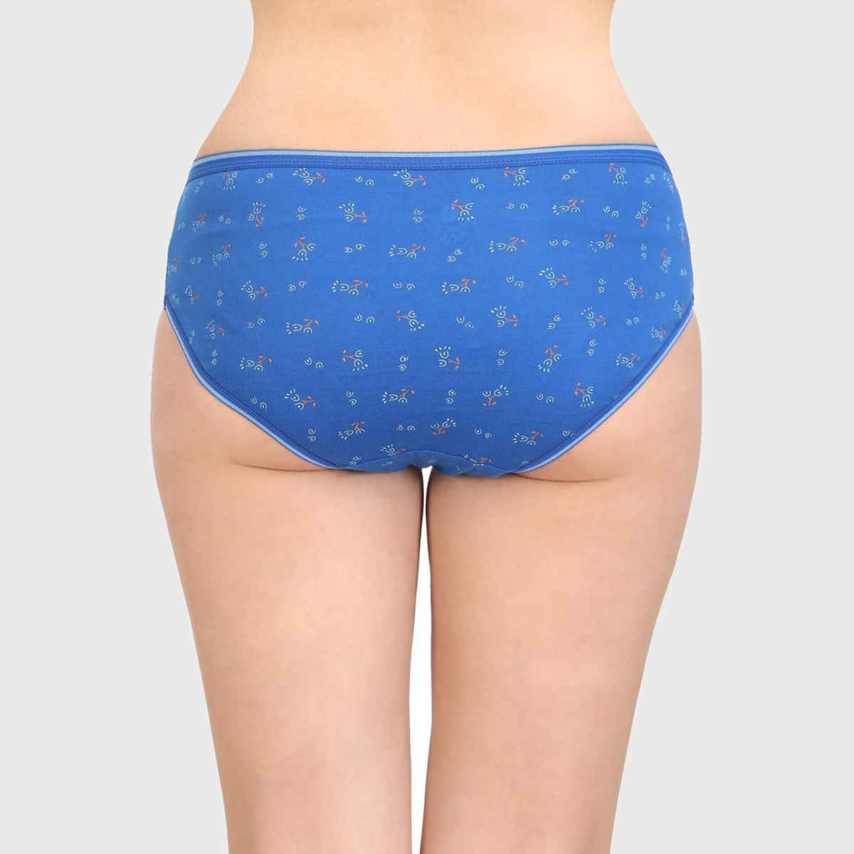 Bodycare Women Premium Cotton Multicolored Printed Mid Waist Rise Brief Panty - Pack Of 3 - M