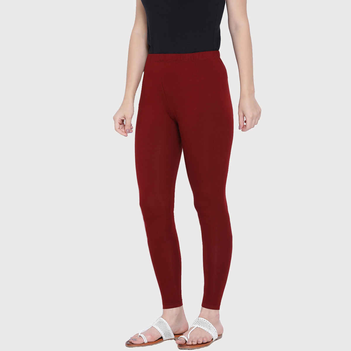 Rupa Softline Women's Ankle Leggings Style 1002 Dark Maroon - Free Size