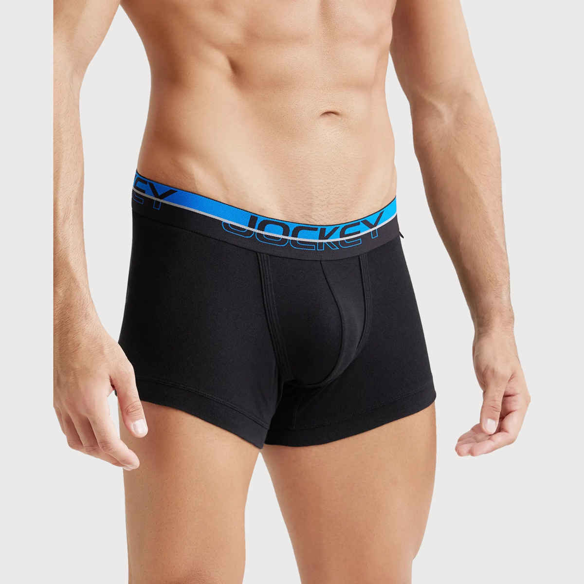 Jockey FP03 Men's Super Combed Cotton Rib Underwear Solid Trunk|Ultrasoft Waistband|PO2 | Black-L