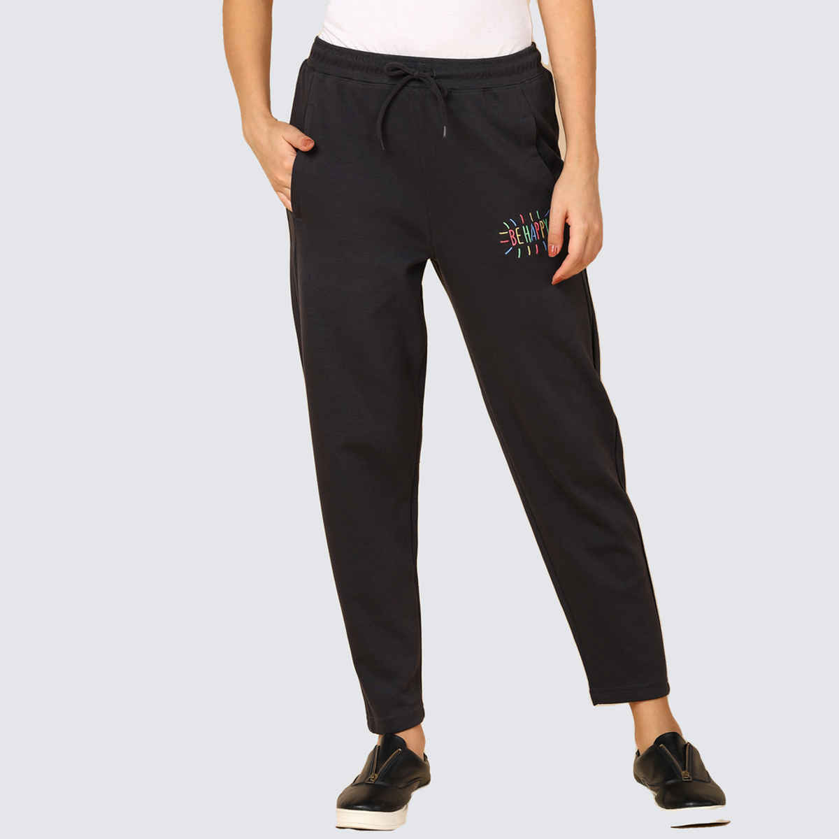 Alan Jones Women's Ankle-Length Cotton Trackpant | Comfort Fit | Heavy GSM Fabric | Charcoal - XL