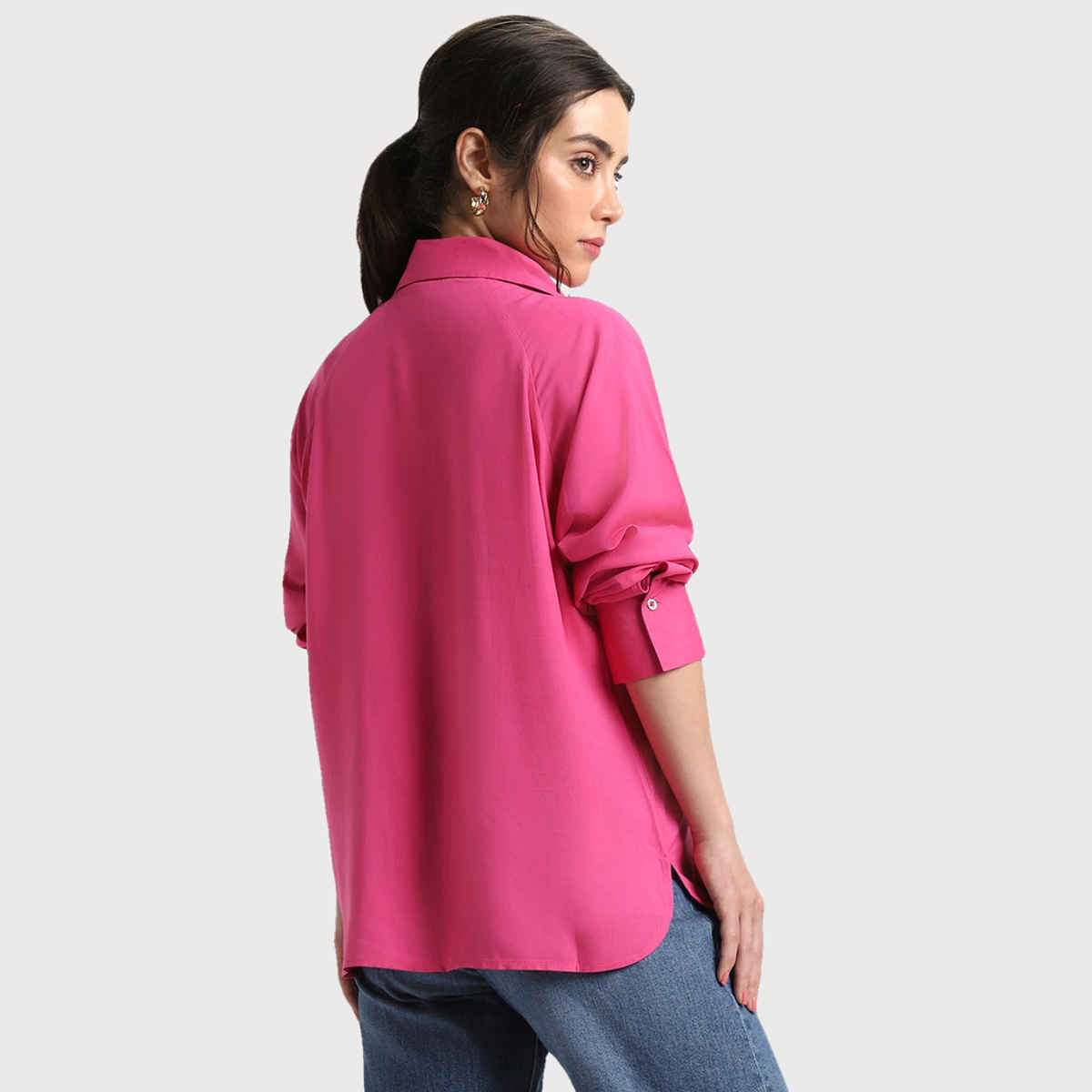 DL Women's Spread Collar Casual Shirt | DLWSHW23003 | Pink - S