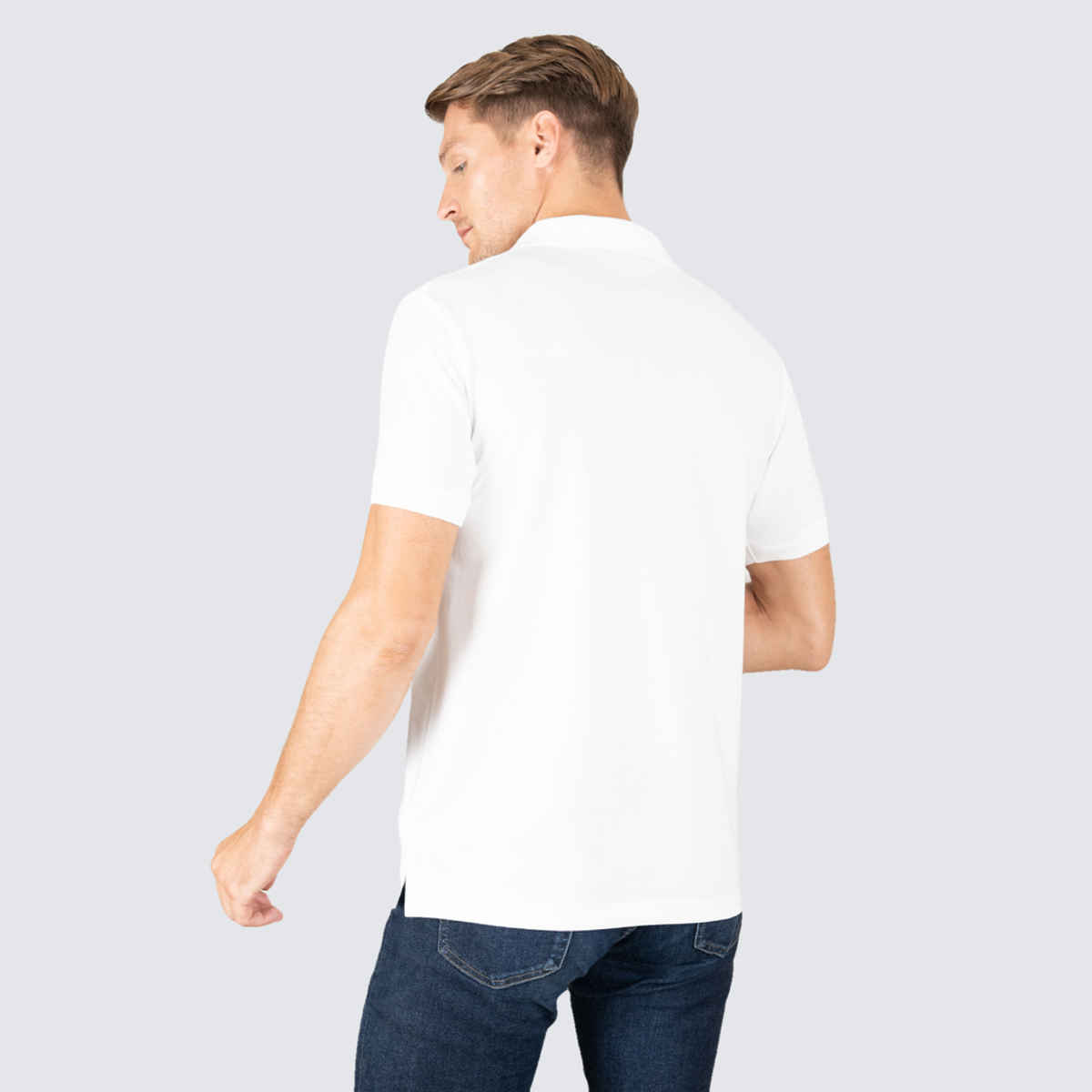 Lux Cozi Men's Solid Cotton Polo T-shirt | White - L