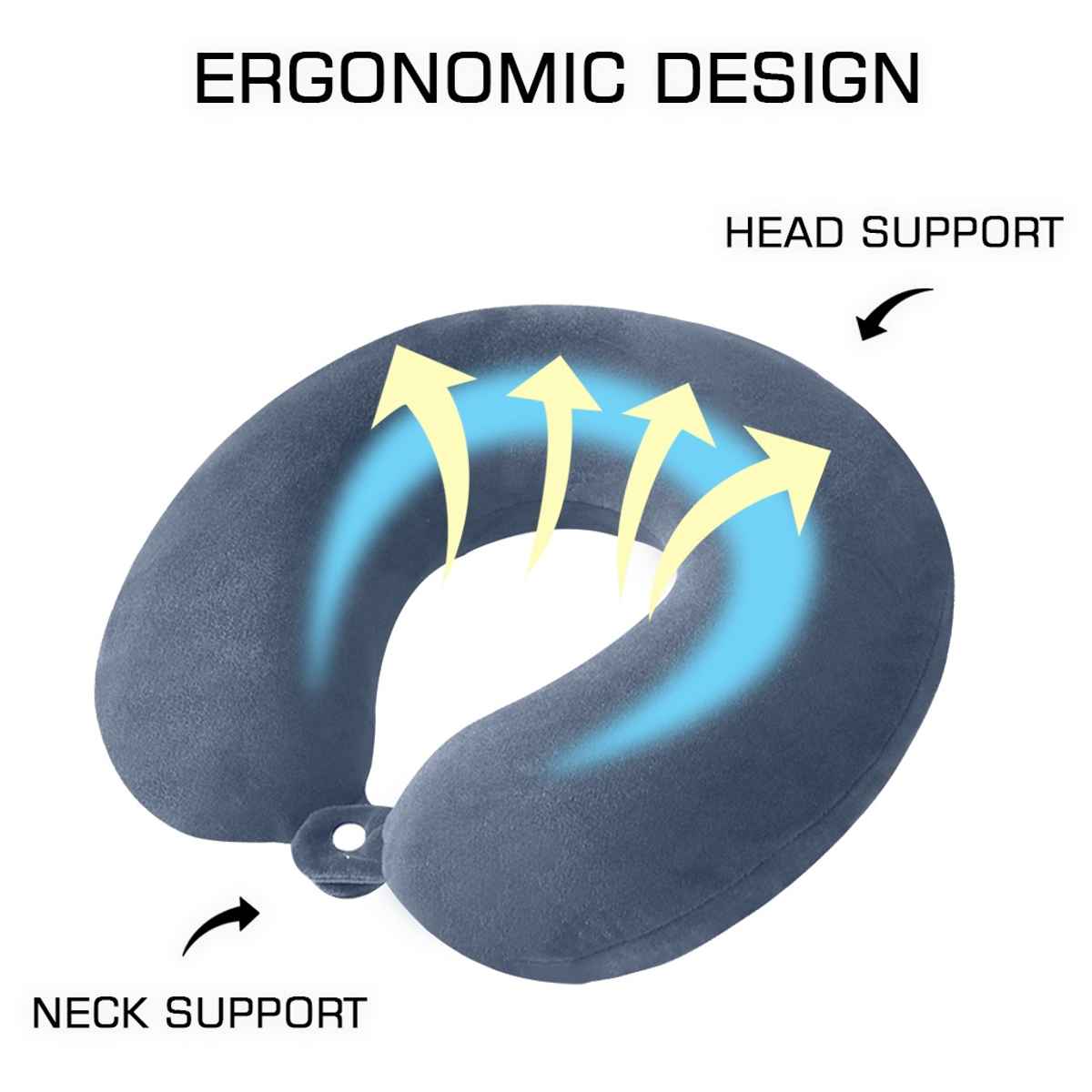 Billebon Unisex Memory Foam Travel Neck Pillow | Grey - One Size