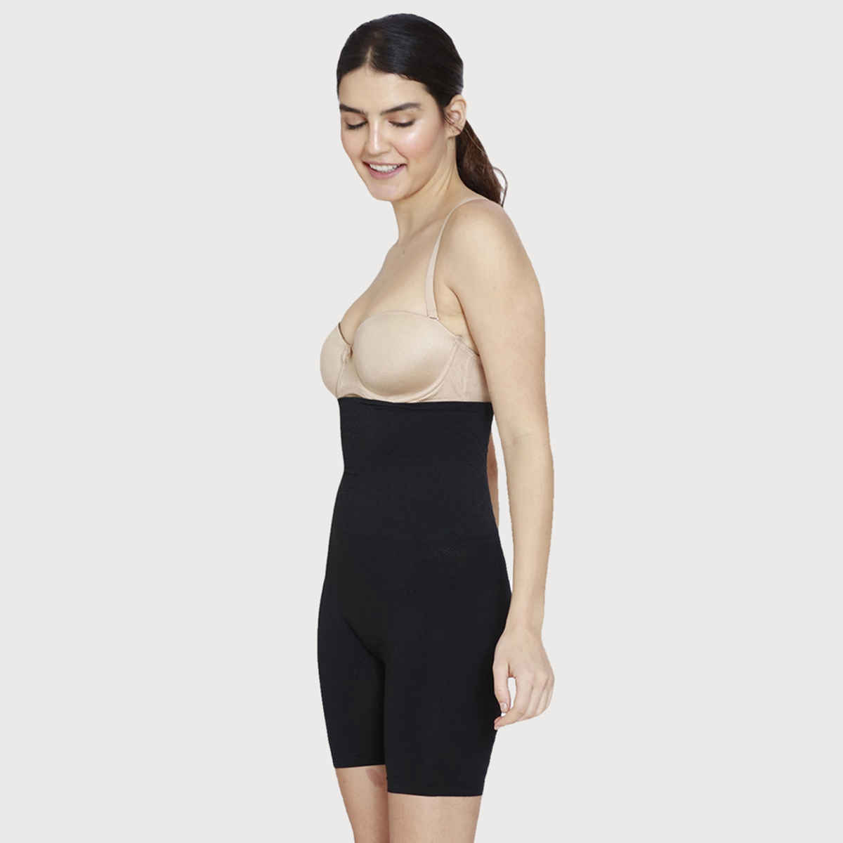 Zivame Women's All day Highwaist Thigh Shaper | Black - S