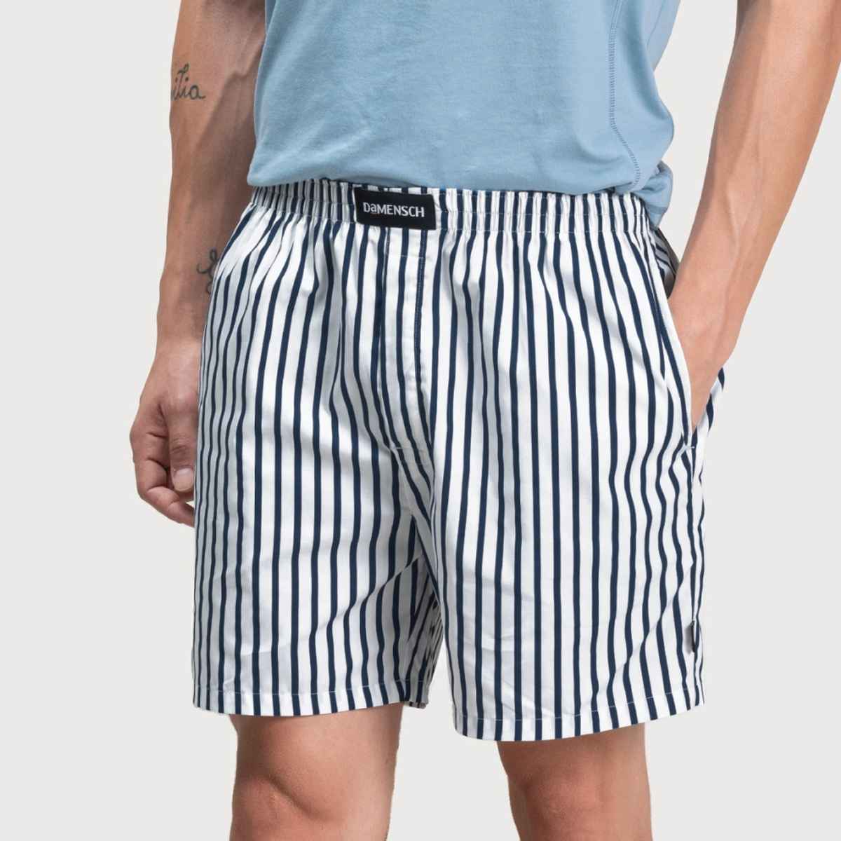 DaMENSCH Men's Cotton Boxer Shorts | White - L