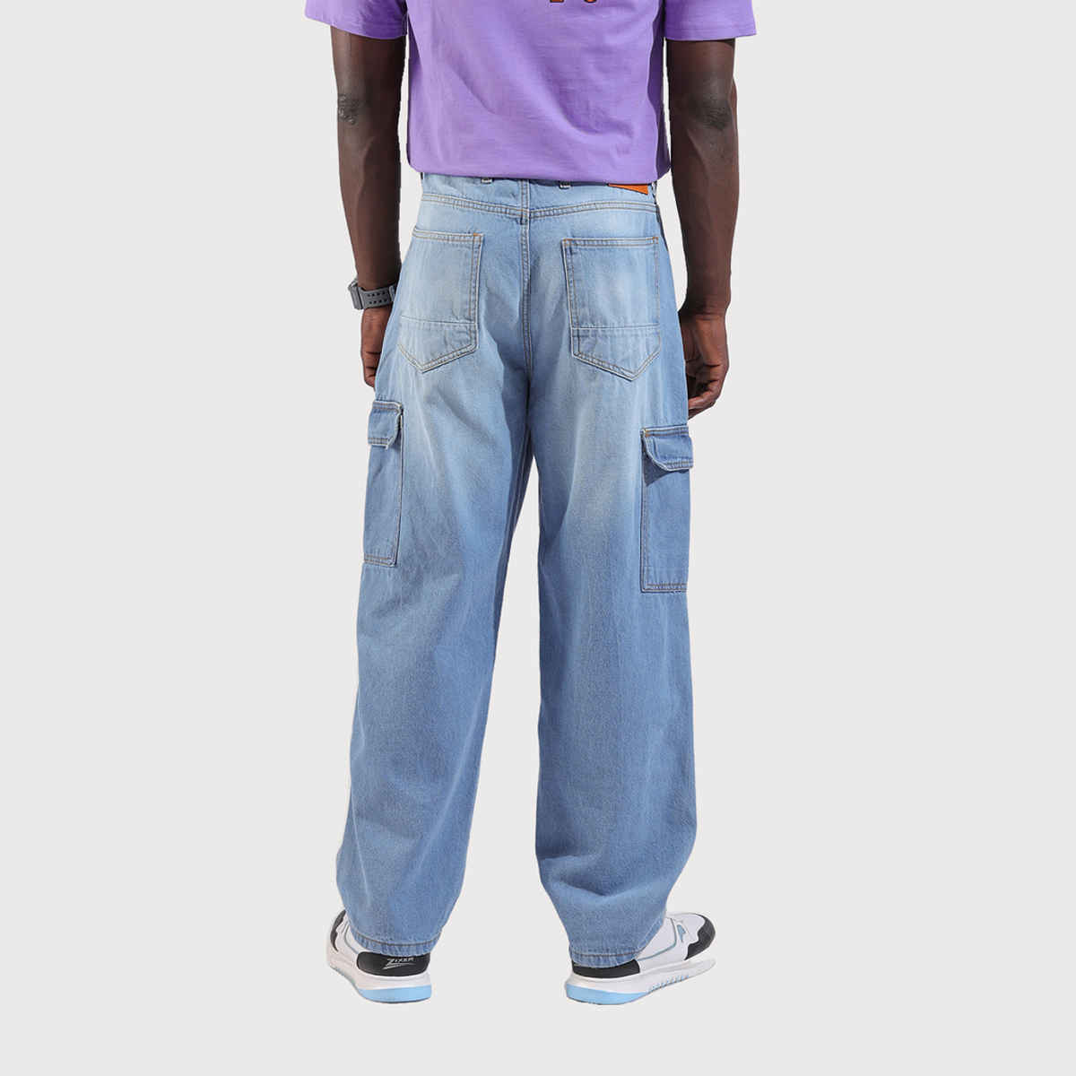 The Indian Garage Co Men's Baggy Fit Solid Street Jeans | G-171 | Blue - 30