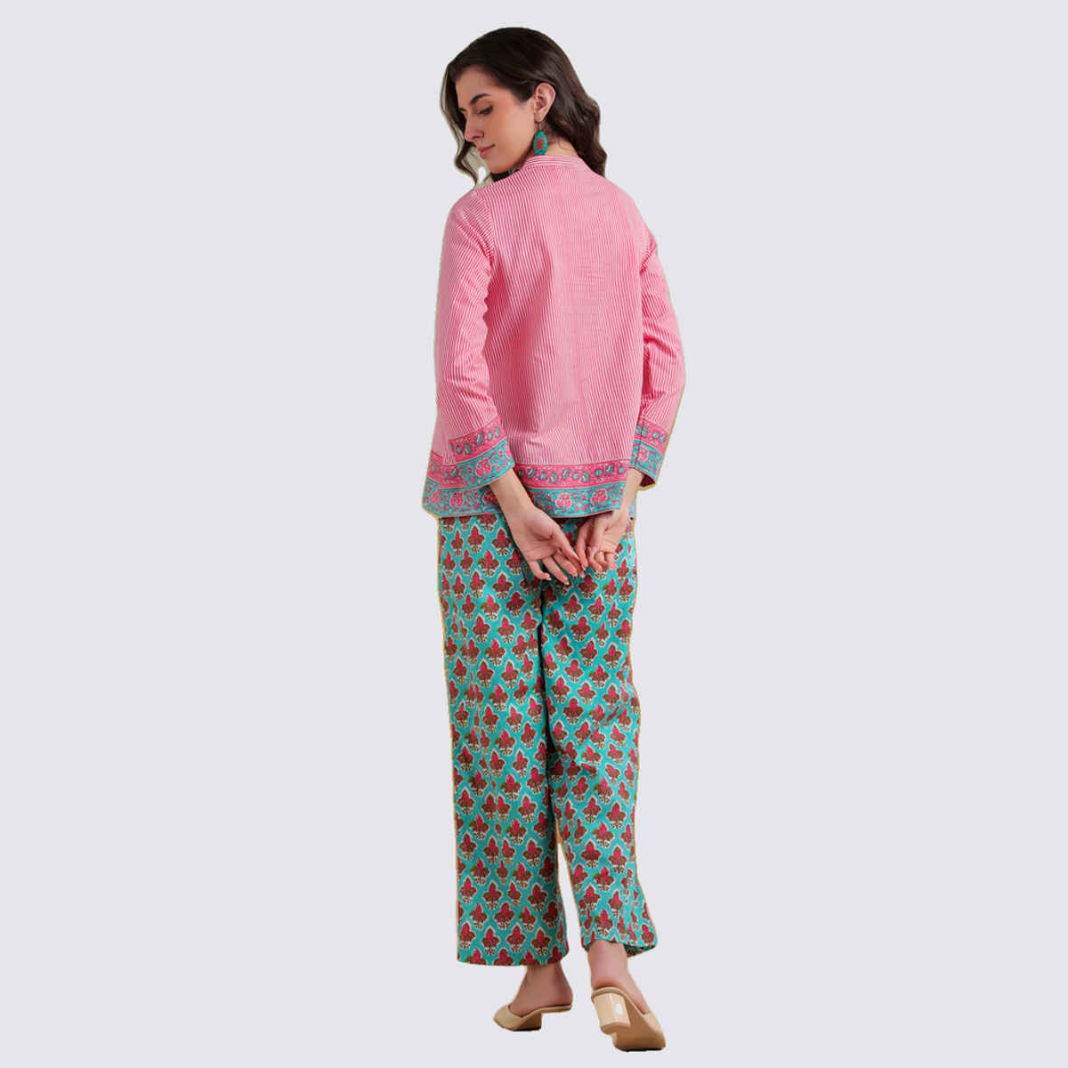 Sanskrutihomes Women's Pure Cotton Co-Ords | RDCS-25 | Pink - M