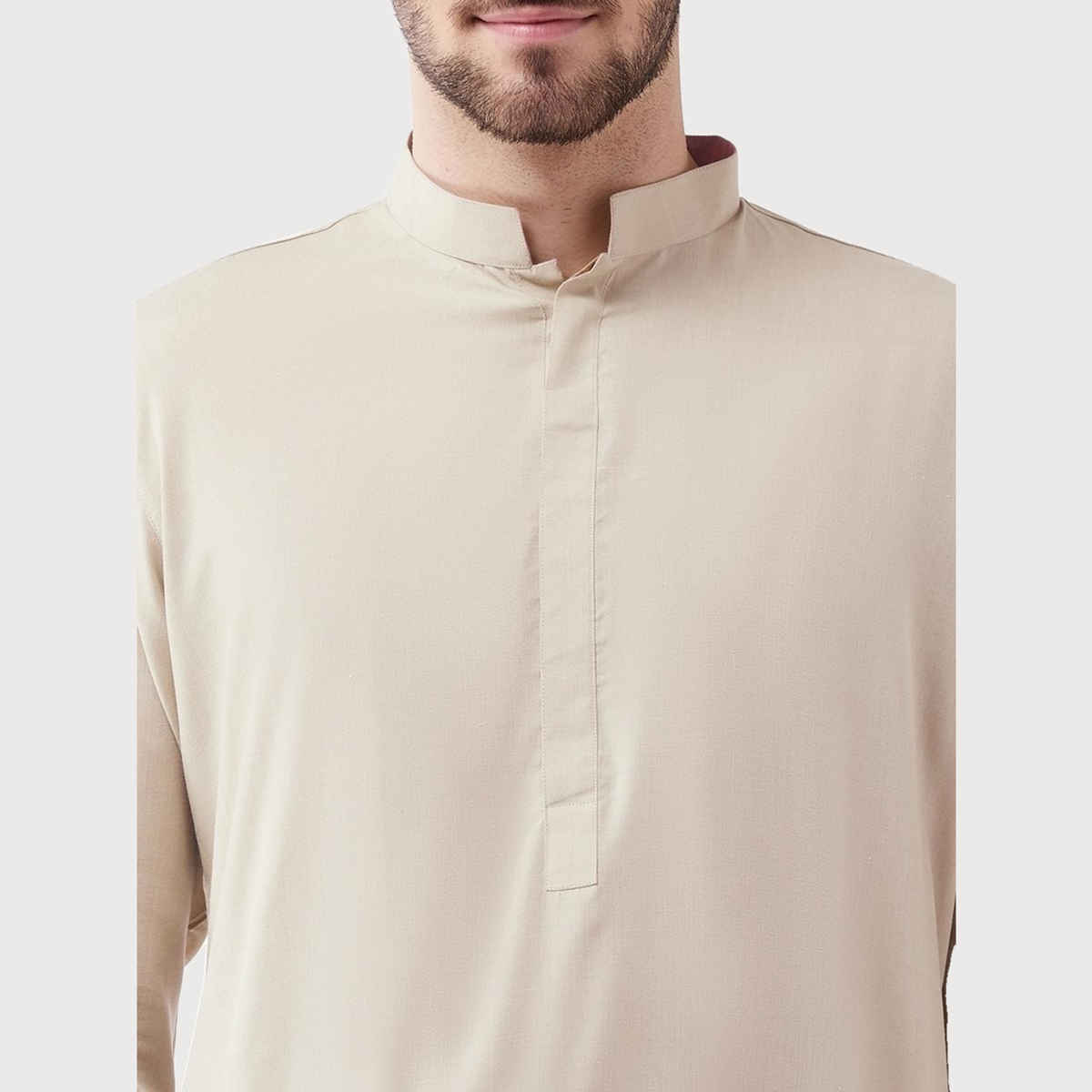 Vastramay Men's Cotton Blend Kurta and Patiala Set | Beige - M