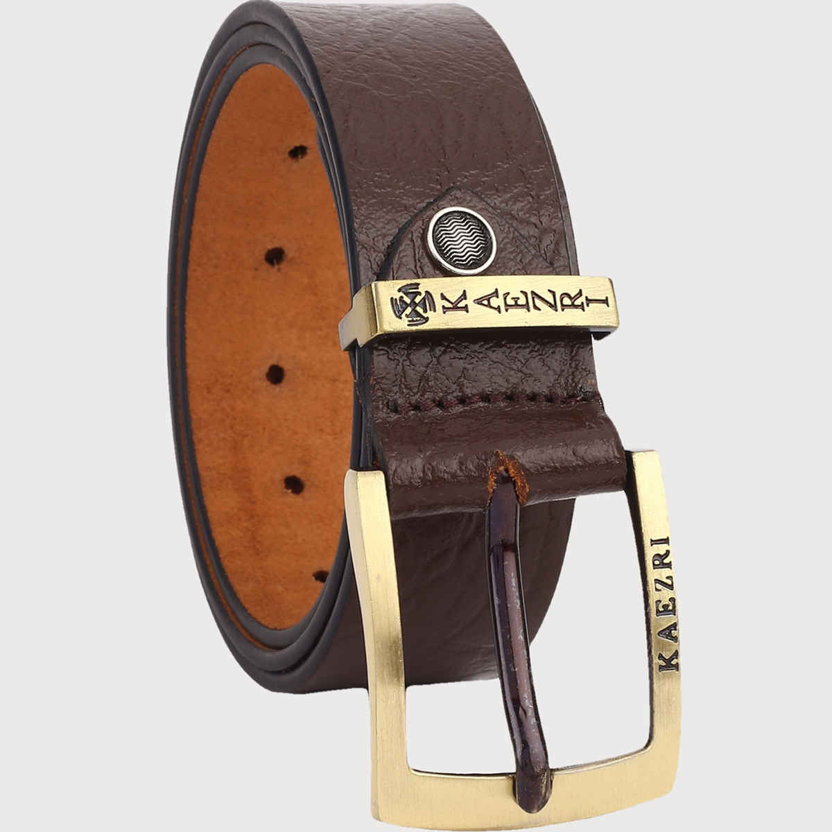 Kaezri Genuine Leather Brown Textured Belt for Men | Katabrcob - 34