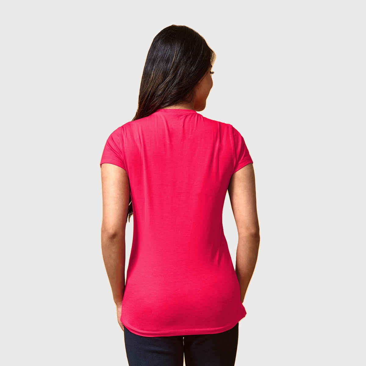 Lyra Women's T-shirt Round Neck Half Sleeve | Fuchsia - S