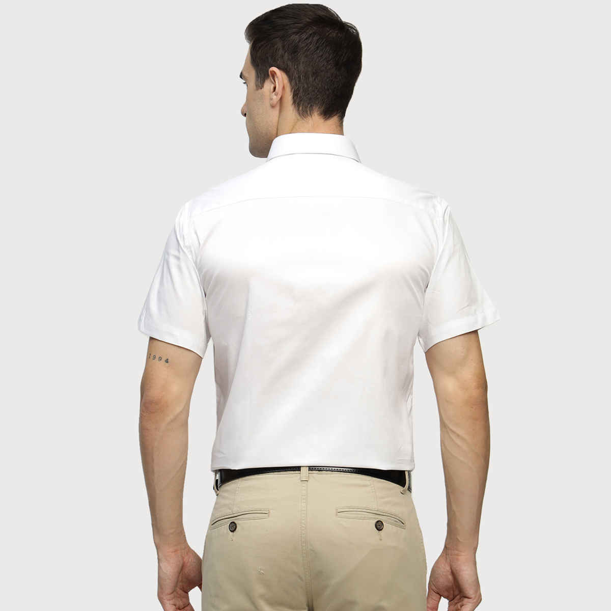 Hancock Men Pure Cotton Solid Formal Shirt | M | Slim Fit | White | Mandarin Collar