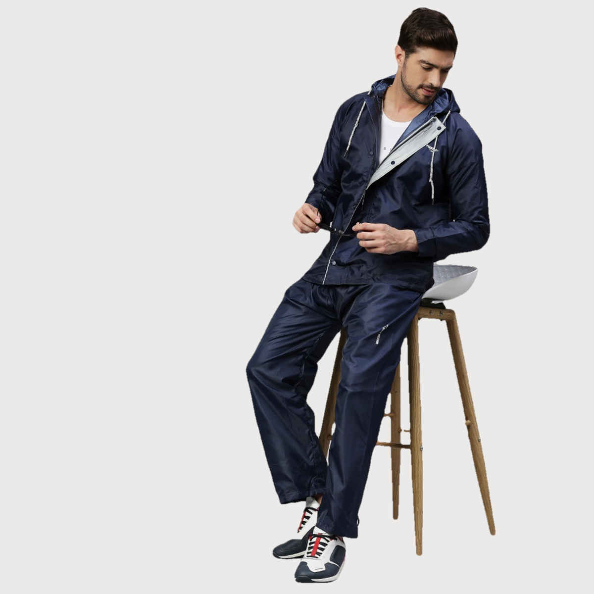 Zeel Men's Waterproof Raincoat- XXL (Navy)