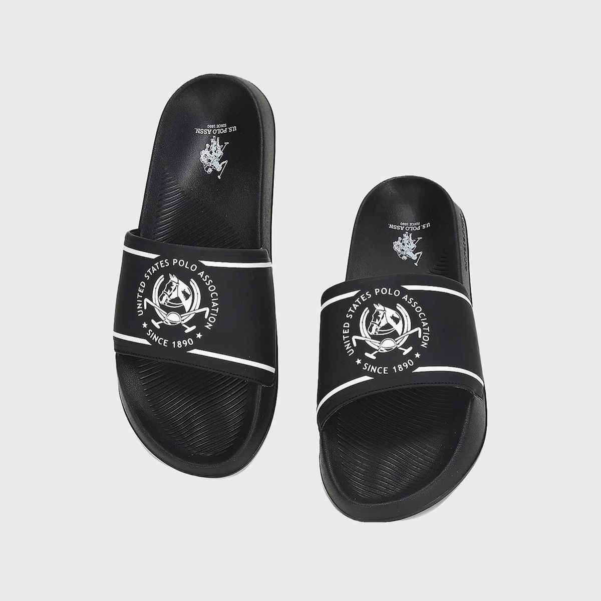 U.S. Polo Assn. Men's Men's Men Brand Print Zane 5.0 Slides Black | UK 9