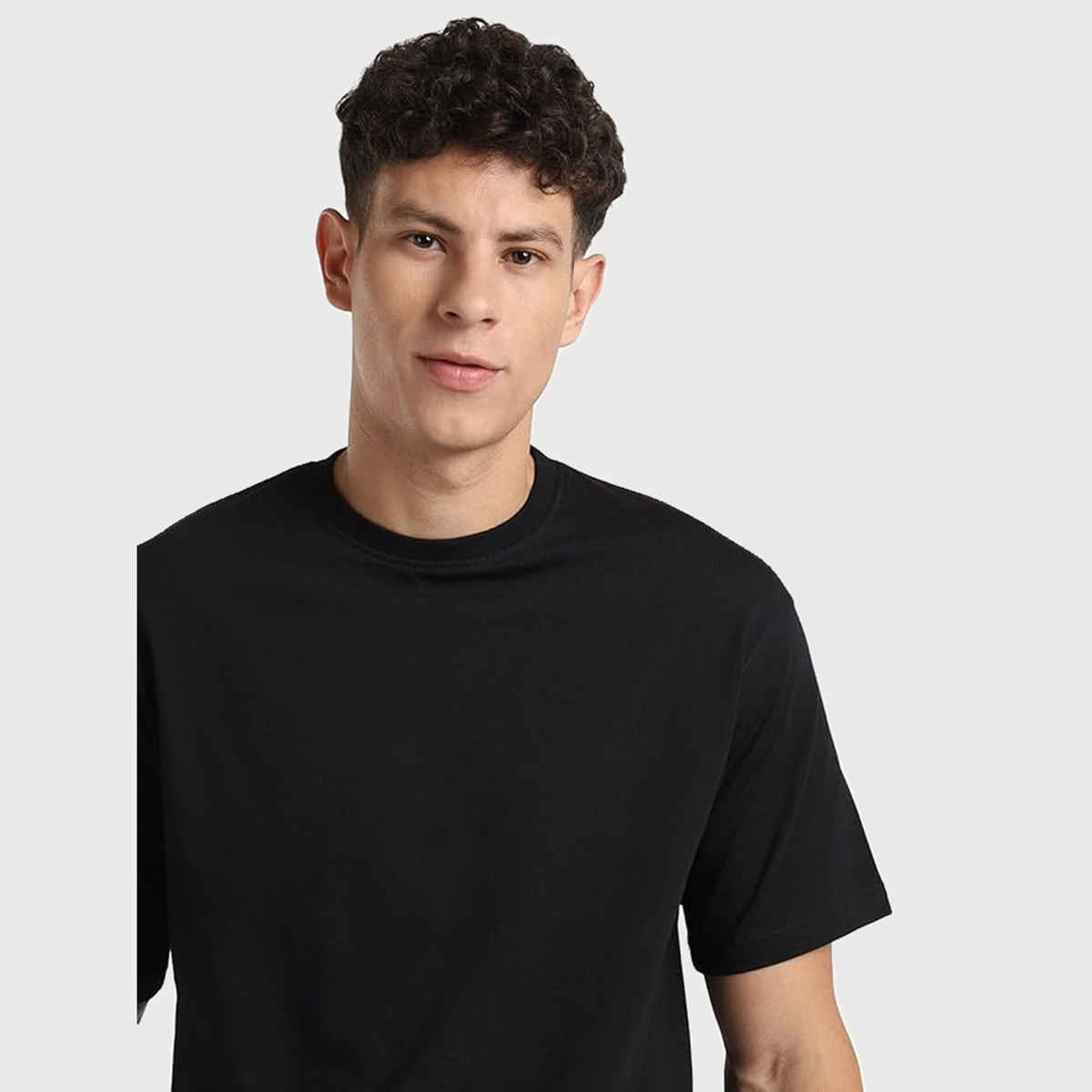 Nobero Men's Oversized Solid T-shirt | Black - S