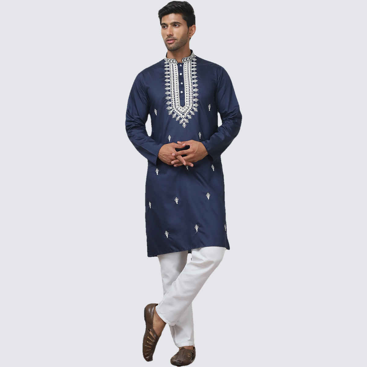 Jompers Men's Kurta | KO 5075 | Navy - XL