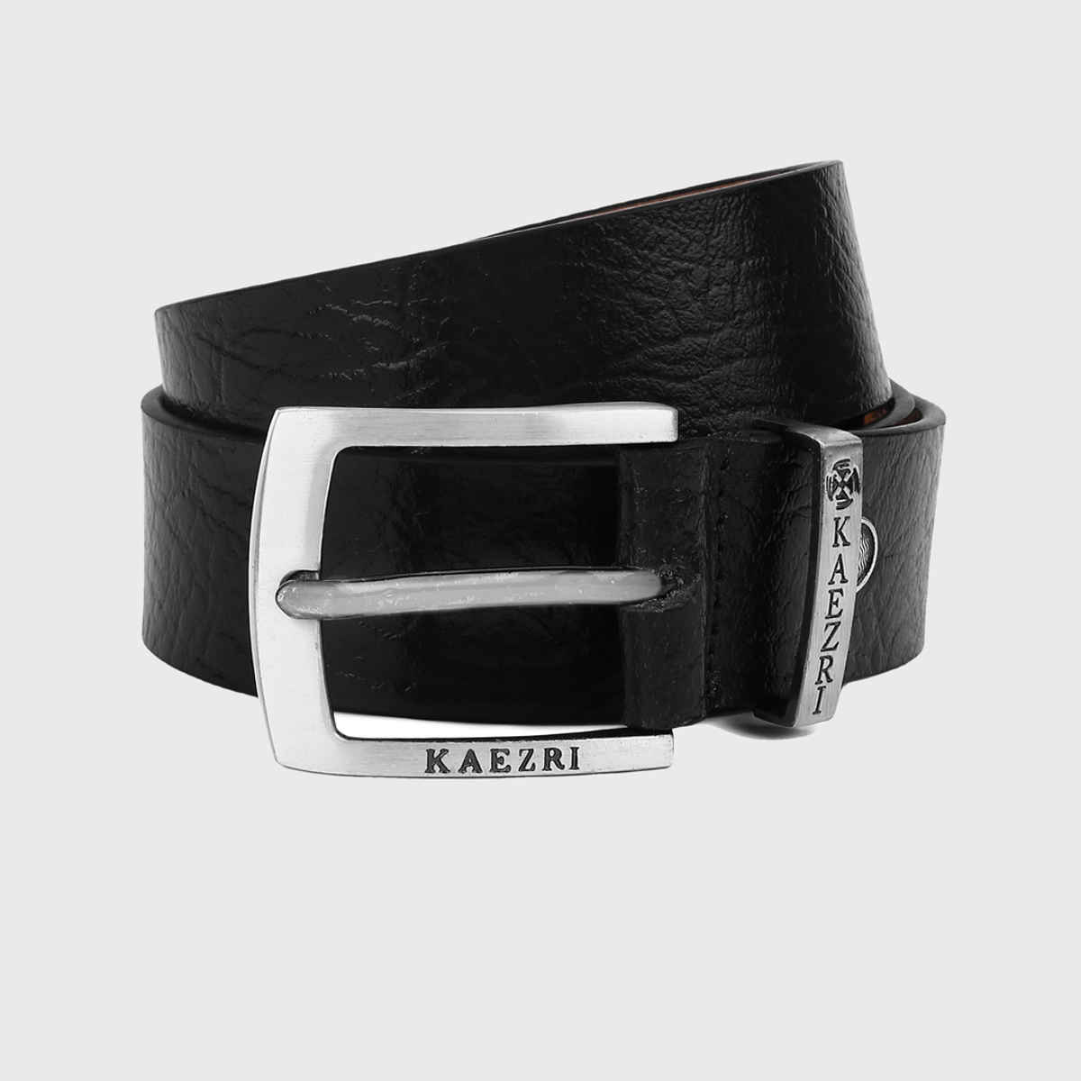 Kaezri Genuine Leather Black Textured Belt for Men | Katablcob - 36