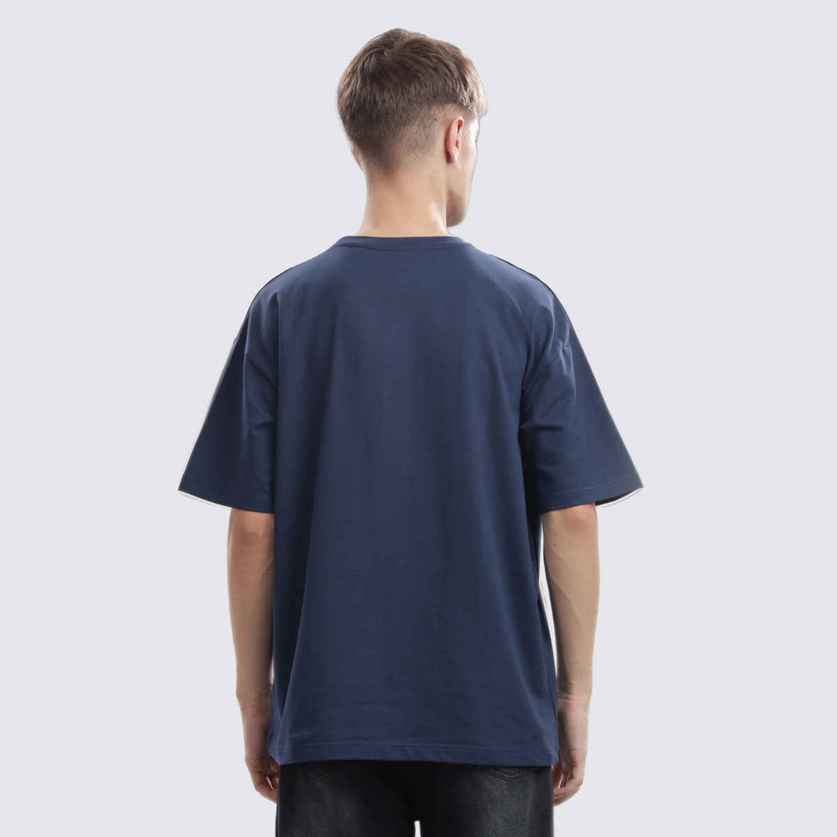 OUTLAWS Men's 100% Cotton Oversized T-Shirt | Half Sleeves | Round Neck | Dark Blue - XL