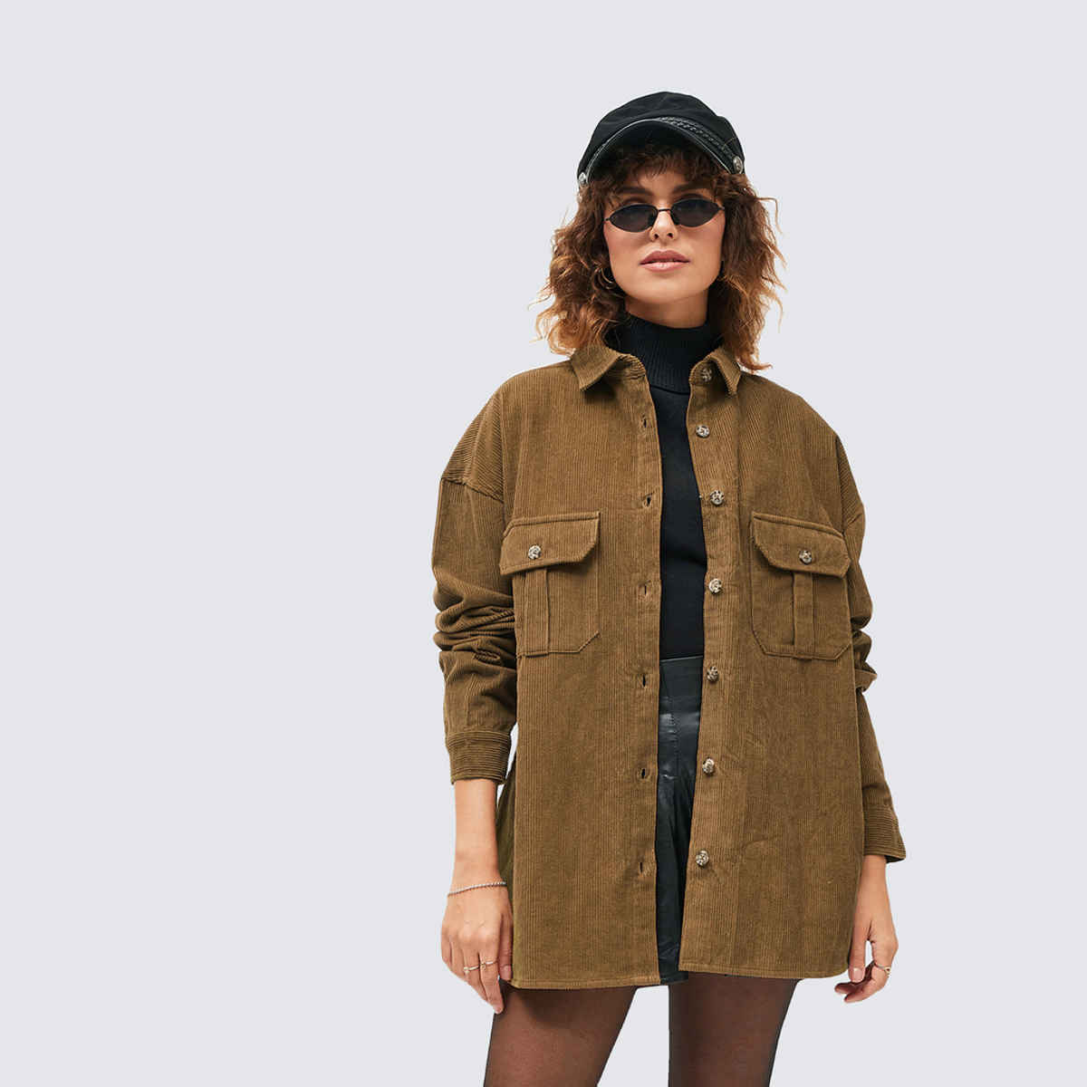 SASSAFRAS Women's Corduroy Oversized Shirt | Brown - XL