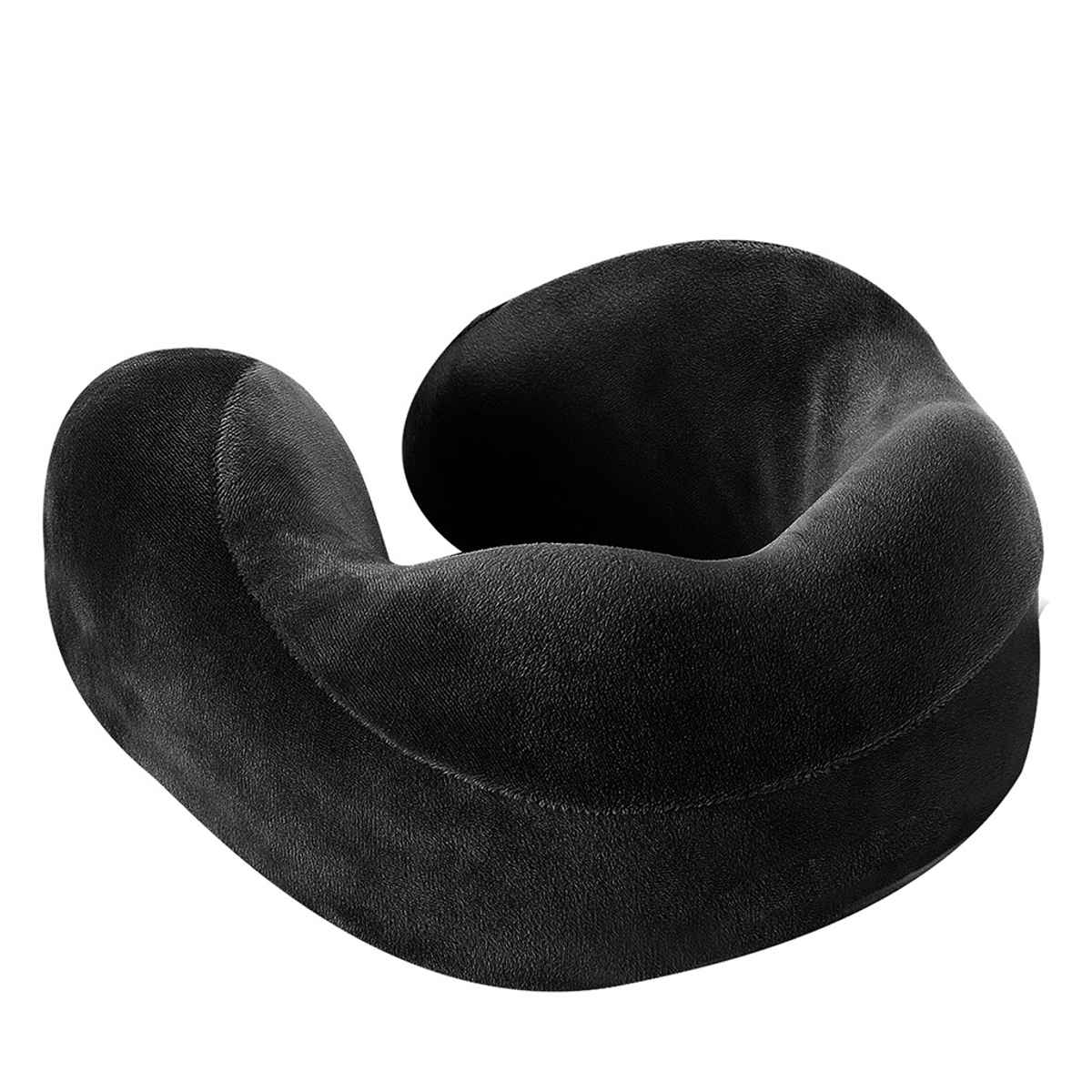 Billebon Unisex Solid Fiber Neck Pillow with Eye Mask | Black - Free Size