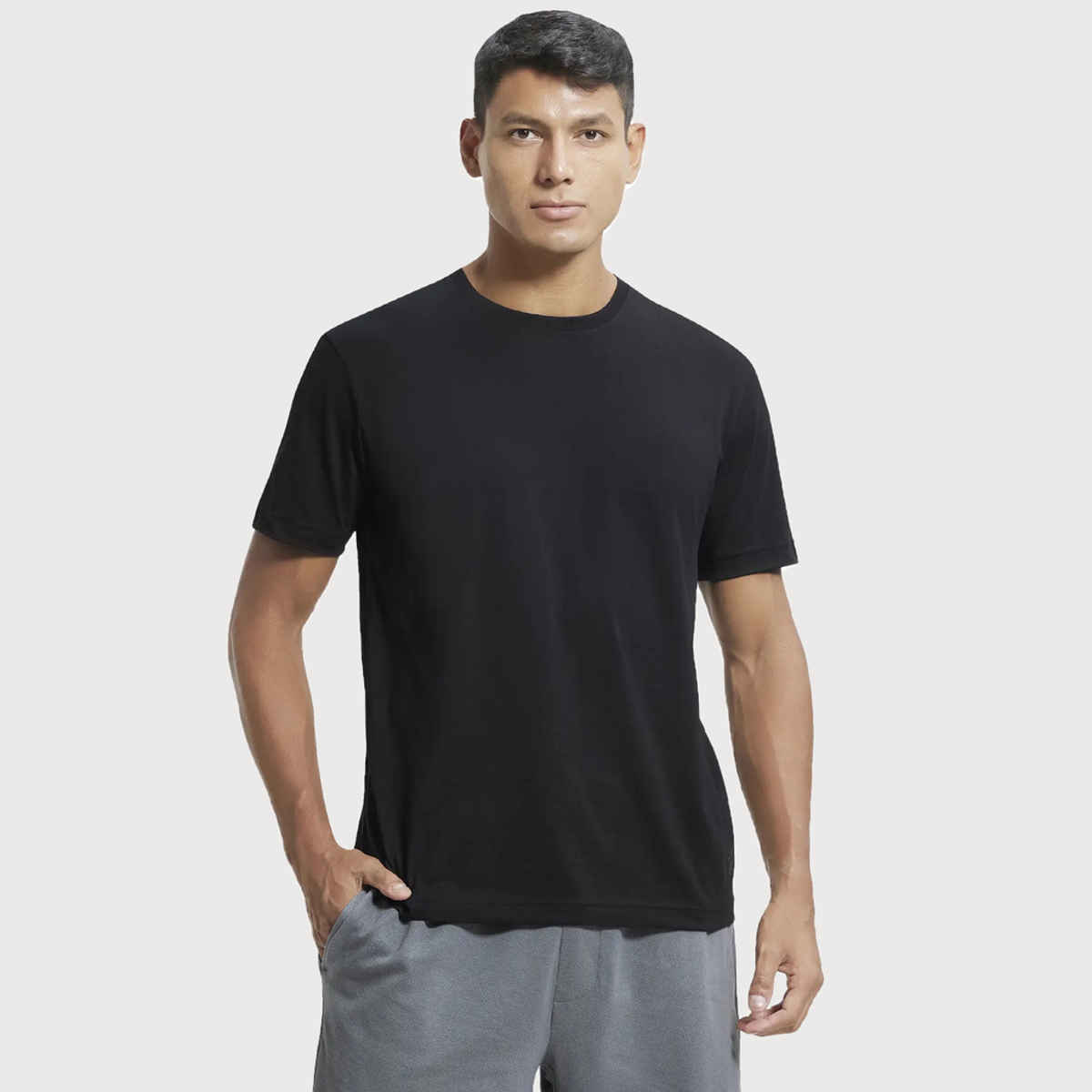 Jockey Men Cotton Rich Round Neck Half Sleeve T-shirt | Black - XL