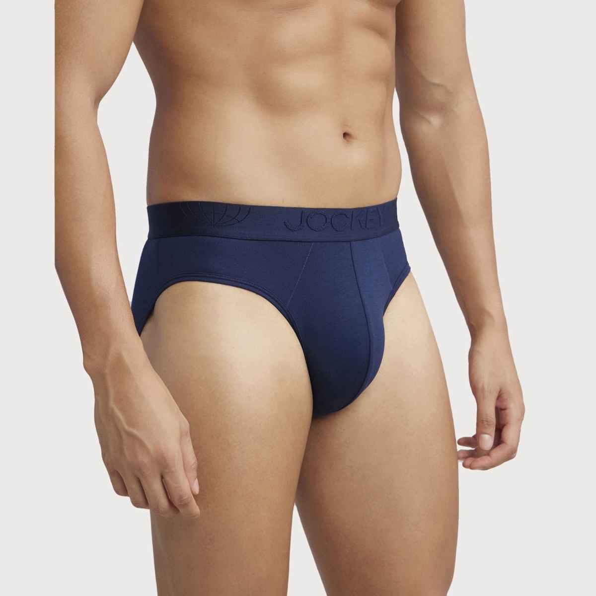 Jockey IC24 Men's Tencel Micro Modal Cotton Underwear Elastane Solid Brief | Stayfresh Properties | Navy - L