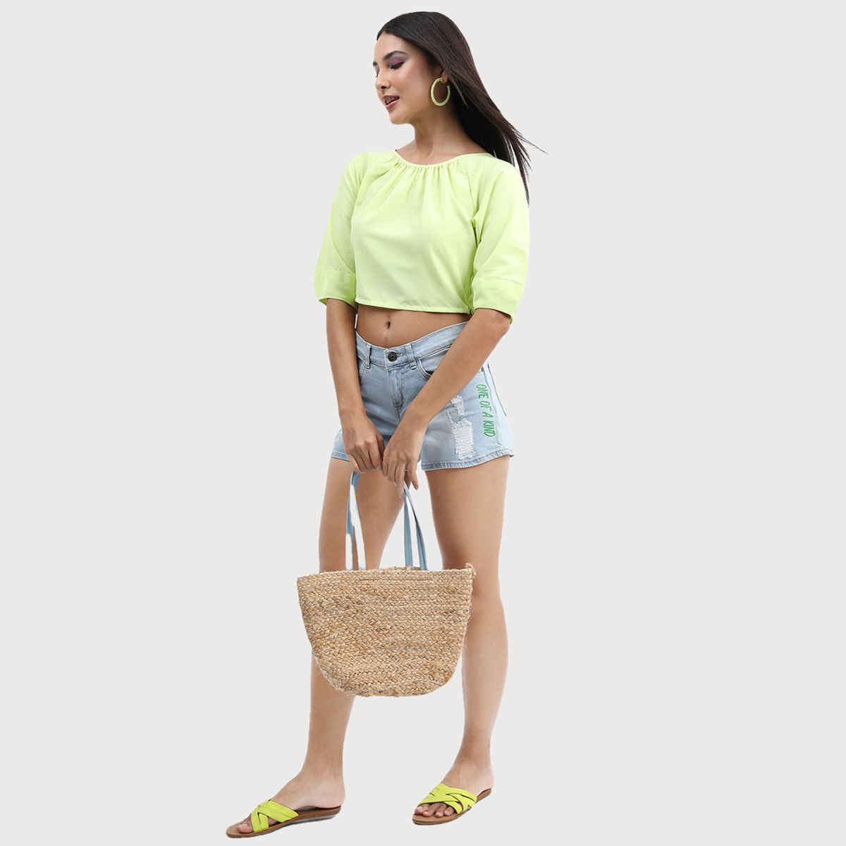 Tokyo Talkies Women's Gathered Back Crop Top | Green - S
