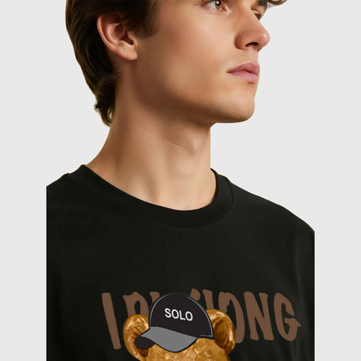 BENNY BROOKS Men's Round Neck half sleeve Oversized T-shirt |AA(ARN)BLACK64 | Black - L