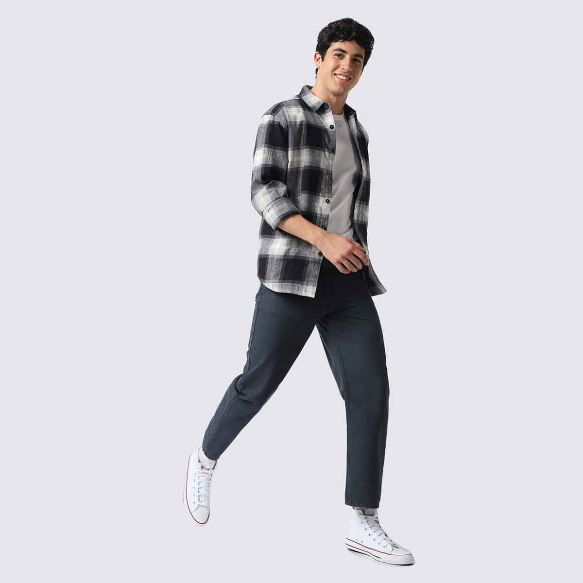 Urbano Fashion Men's Jeans Loose Baggy Fit Washed Non-Stretchable | Grey | 28