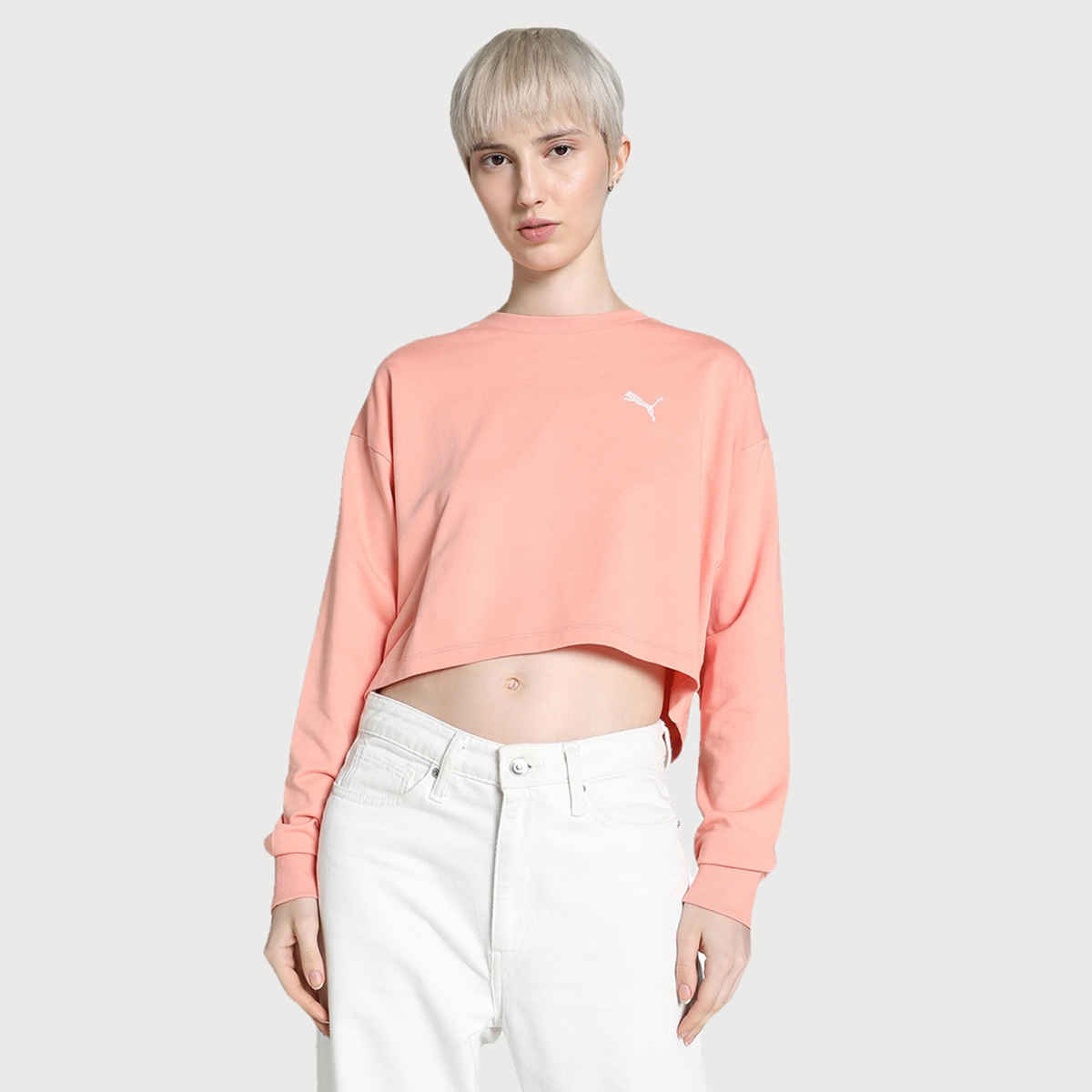 Puma Women's Sweatshirt Crew Neck Relaxed Fit - Pink | S