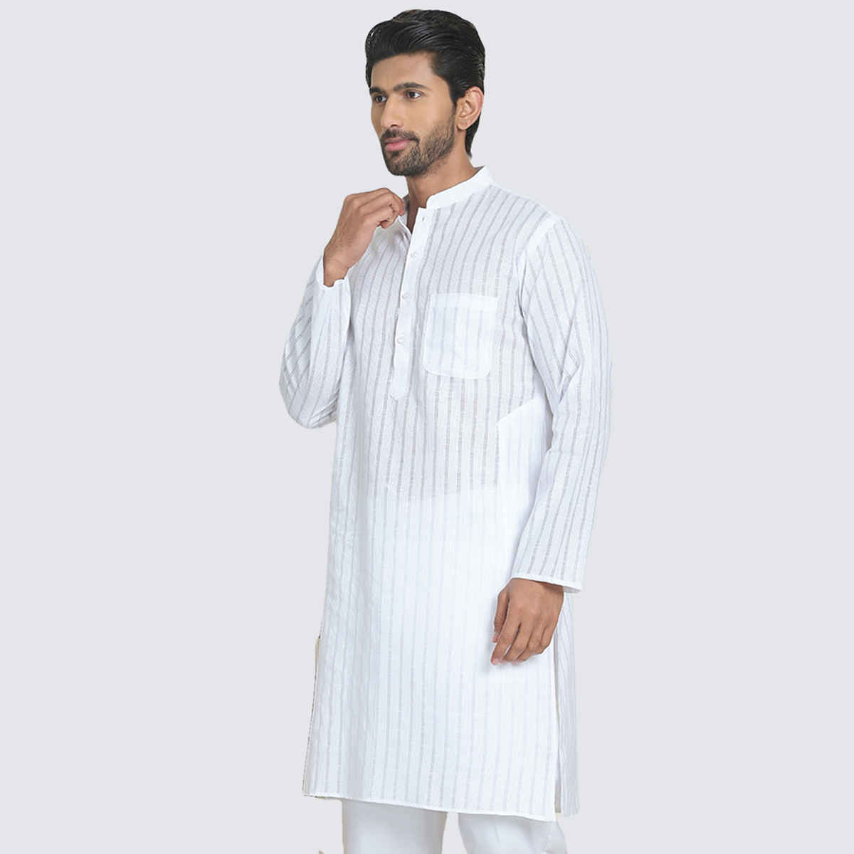 Jompers Men's Kurta | KO 5207 | White - L