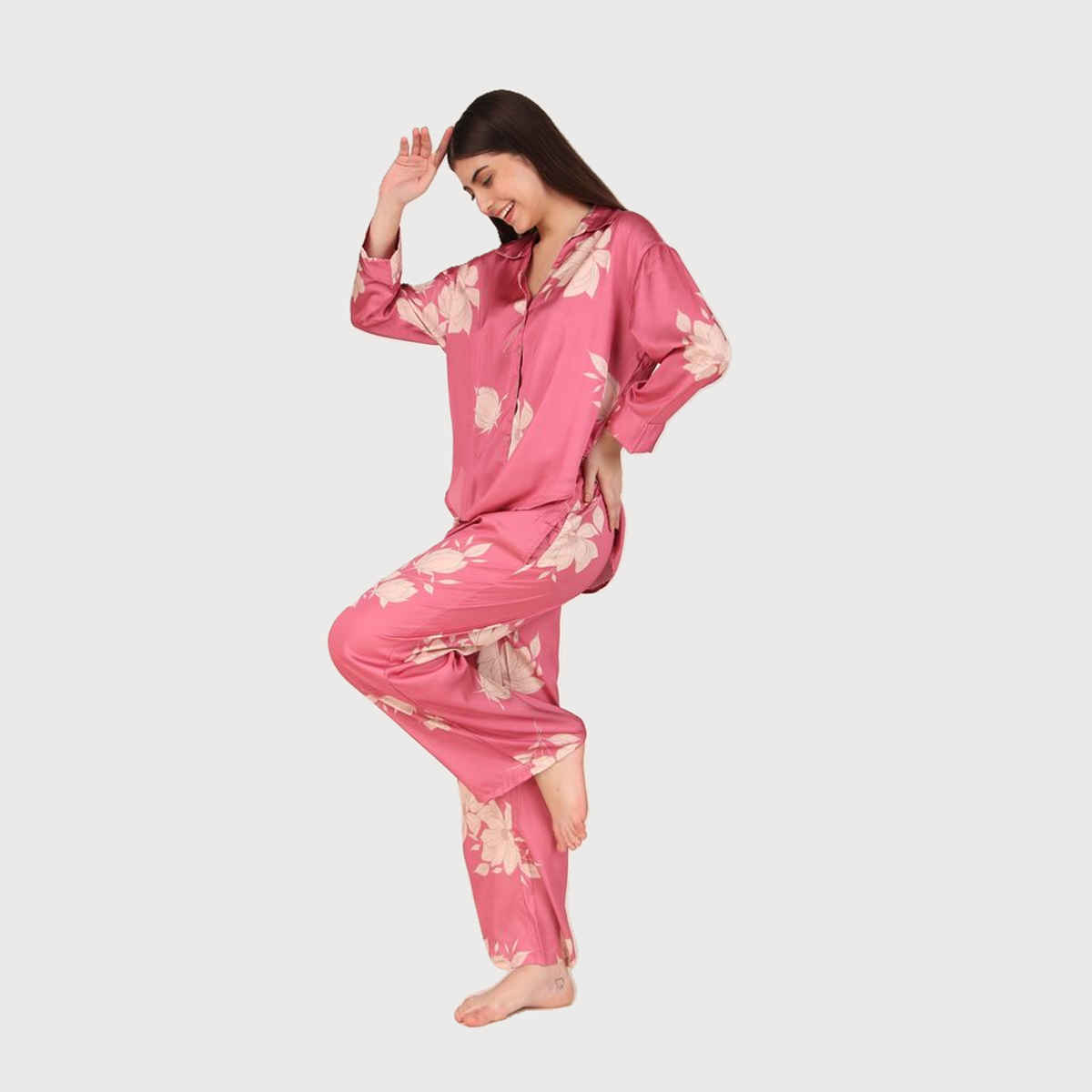 Masha Women's Candy Heart Light Pink Oversized Pajamas | Set | S