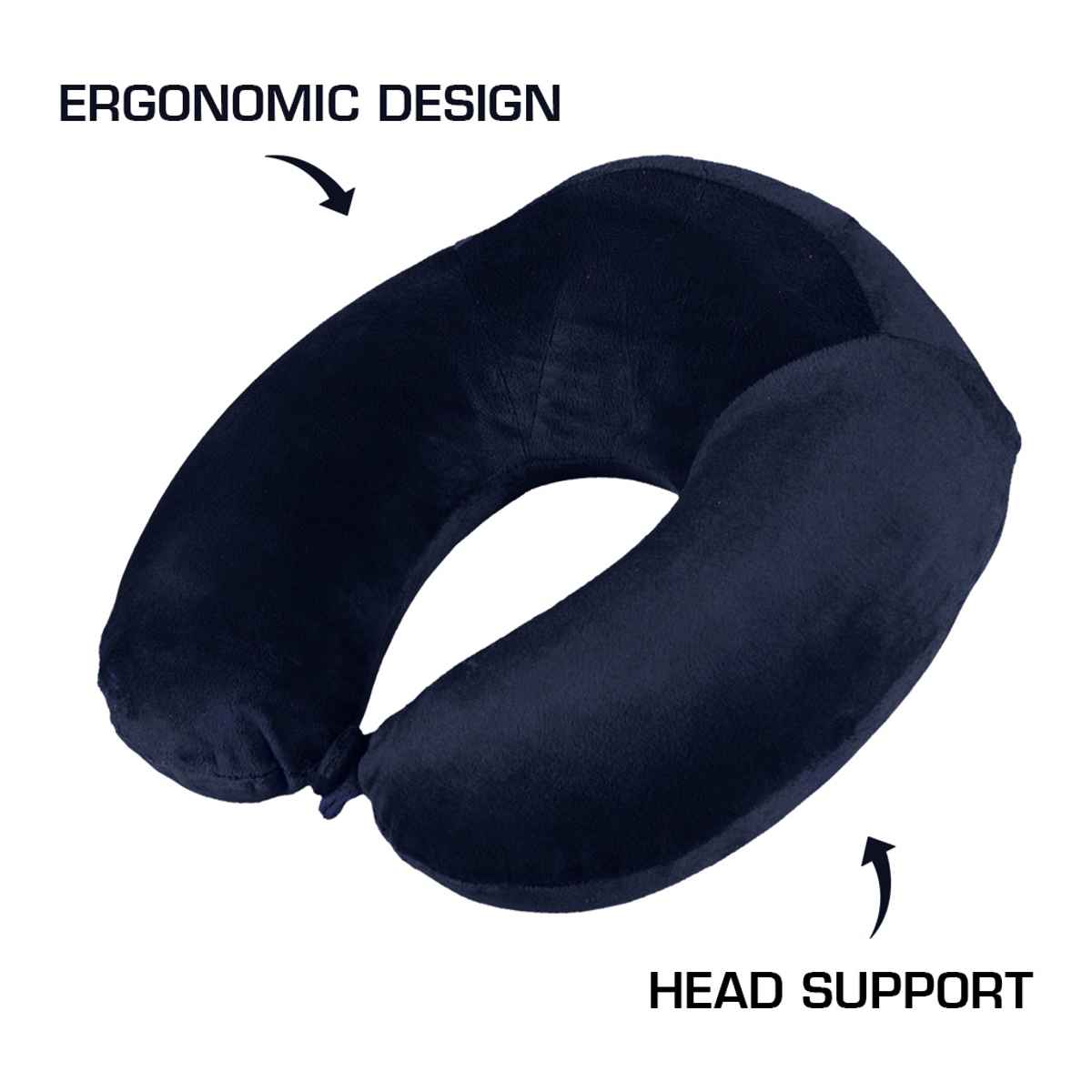 Billebon Unisex Memory Foam Neck Pillow with Eye Mask | Navy Blue - One Size