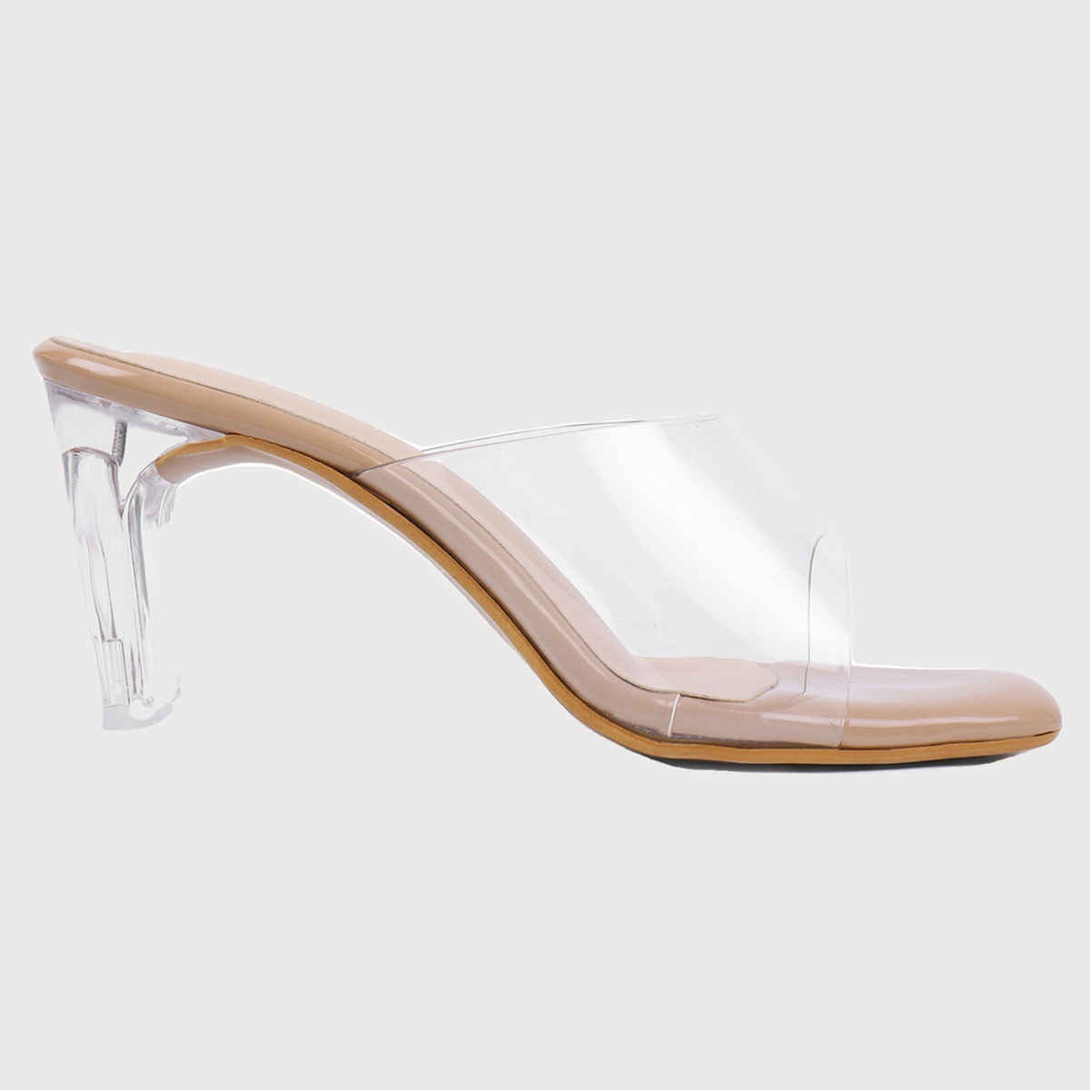 Trase Women Casual Transparent Block Heel Sandals - Beige | 8 UK