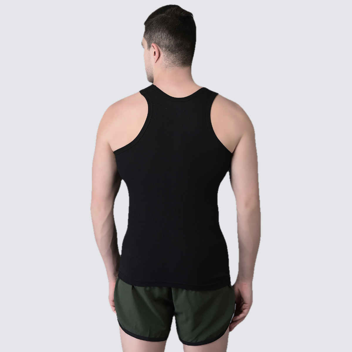 Dollar Bigboss Men's Black Solid Combed Cotton Vest | Pack Of 2 - Black - L
