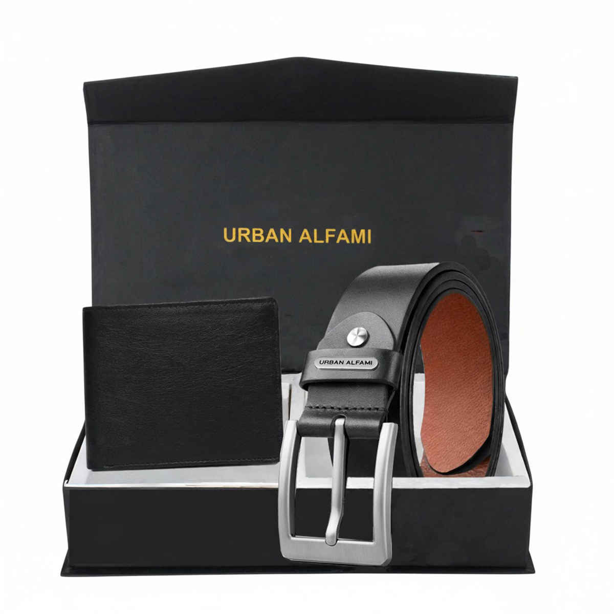 URBAN ALFAMI Men's Leather Belt & Wallet Combo | Fits up to 40 Waist