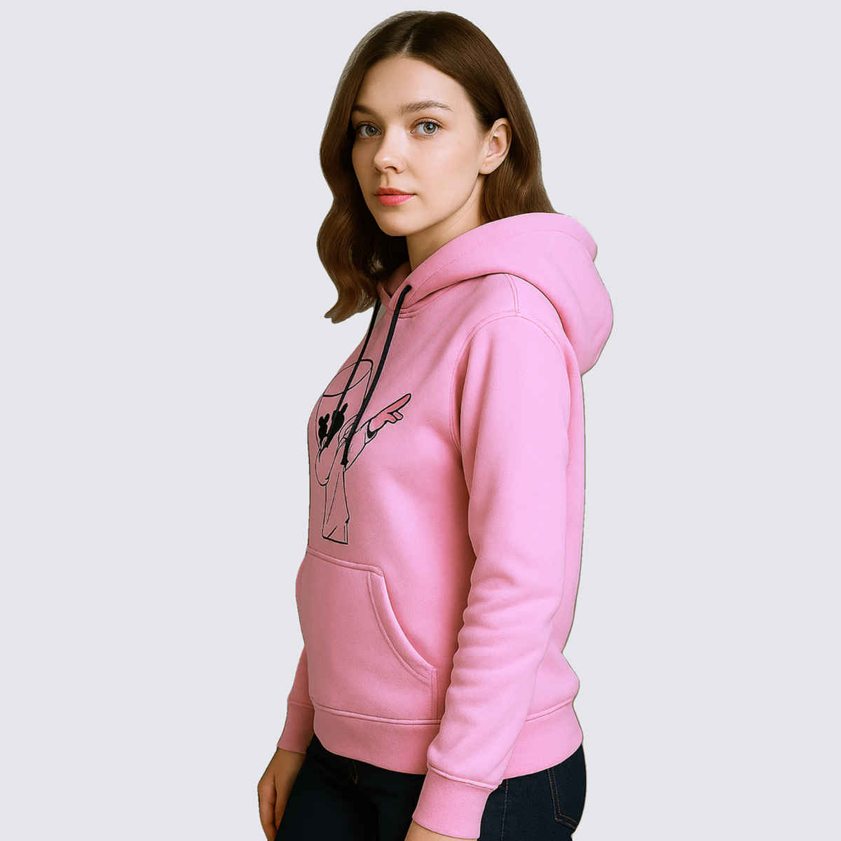 Try This Women's Full Sleeve Graphic Print Hooded Sweatshirt | Pink - M