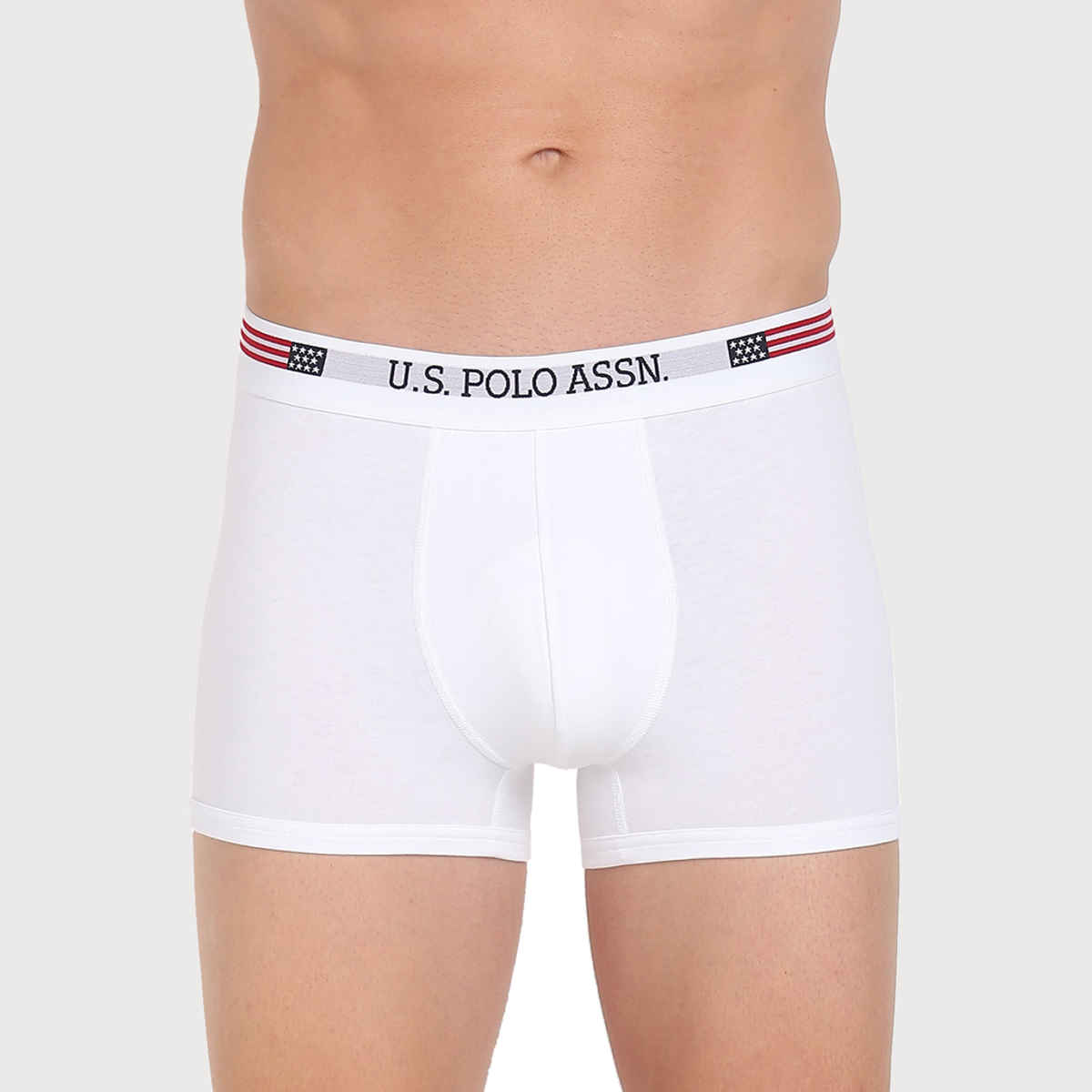 USPA Mid Rise Cotton Spandex Mens Trunk - White - S