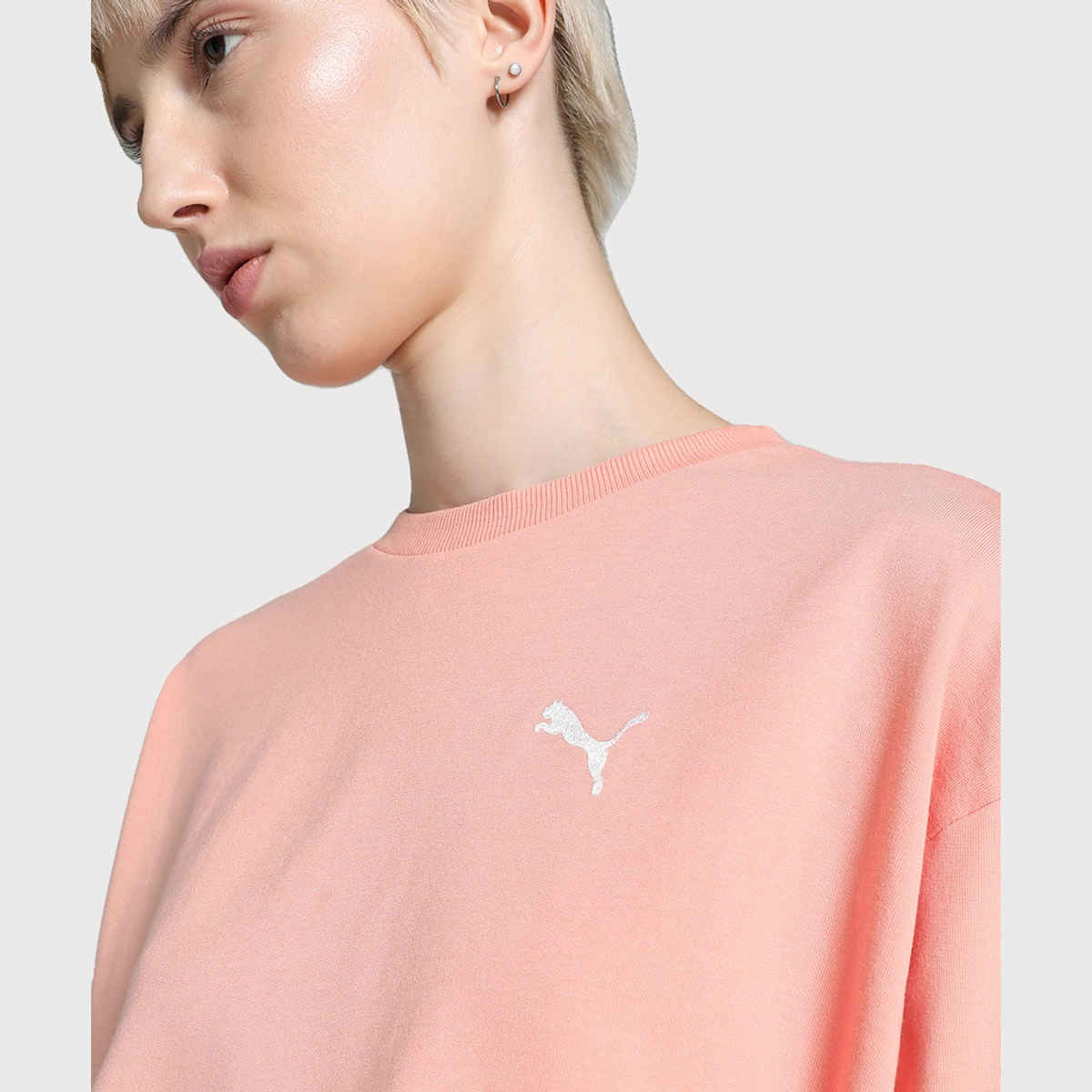 Puma Women's Sweatshirt Crew Neck Relaxed Fit - Pink | S