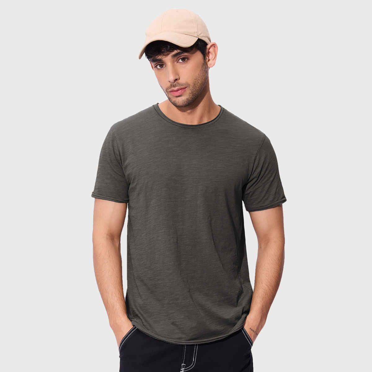 The Souled Store Men's Regular Rockstar T-Shirt- Graphite Grey T-Shirts | Grey | S