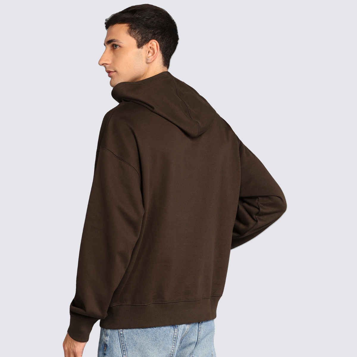 Alan Jones Clothing Men's Cotton Blend Hooded Neck Loose Oversized Hoodie | Coffee - L