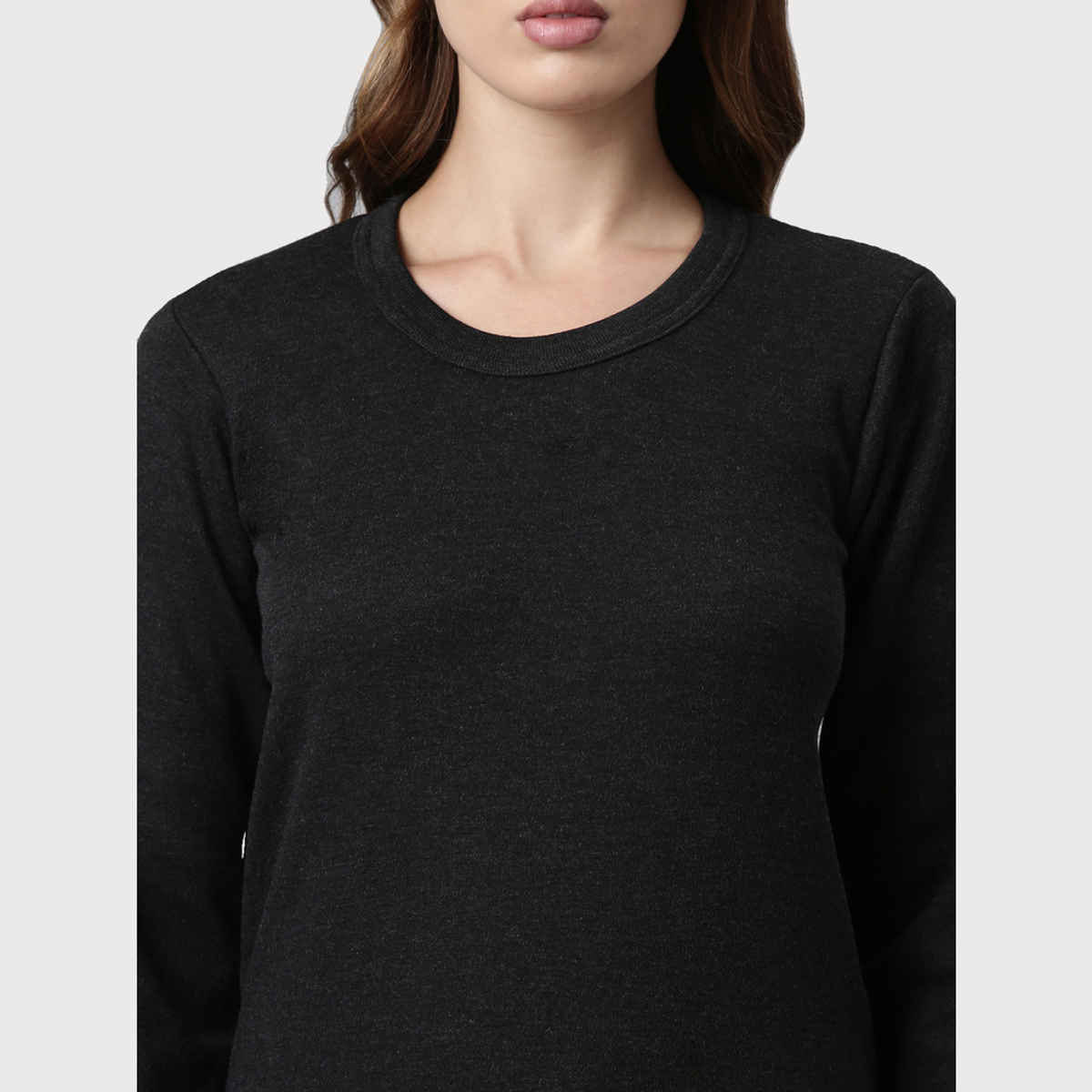 Rupa Thermocot Volcano Thermal Top for Women| Round-Neck| Full Sleeve| Anthra Melange| L
