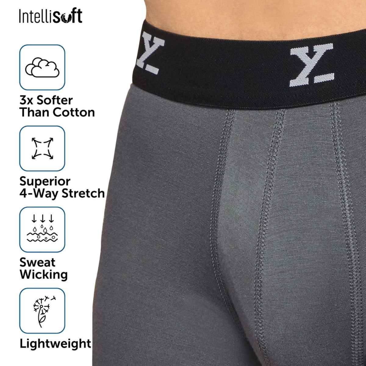 XYXX Men's Ace Modal Solid Trunks Pack of 2, Blue & Grey| XL