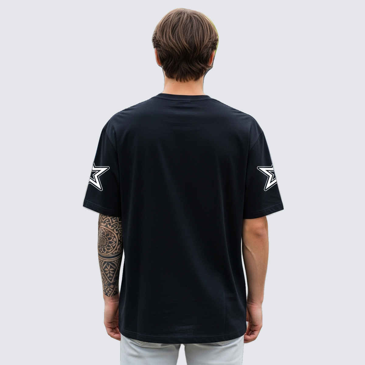 BENNY BROOKS Men's Round Neck half sleeve Oversized T-shirt |AA(ARN)BLACK43 | Black - L