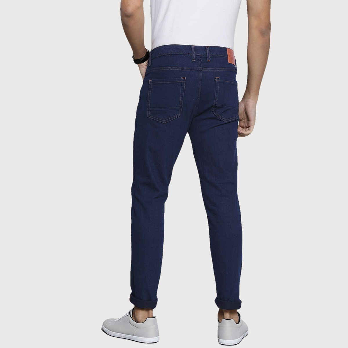 The Indian Garage Co Men s | G- ACE Slim Fit Jeans Solid Casual Slim Fit Jeans | Dark Blue | 34