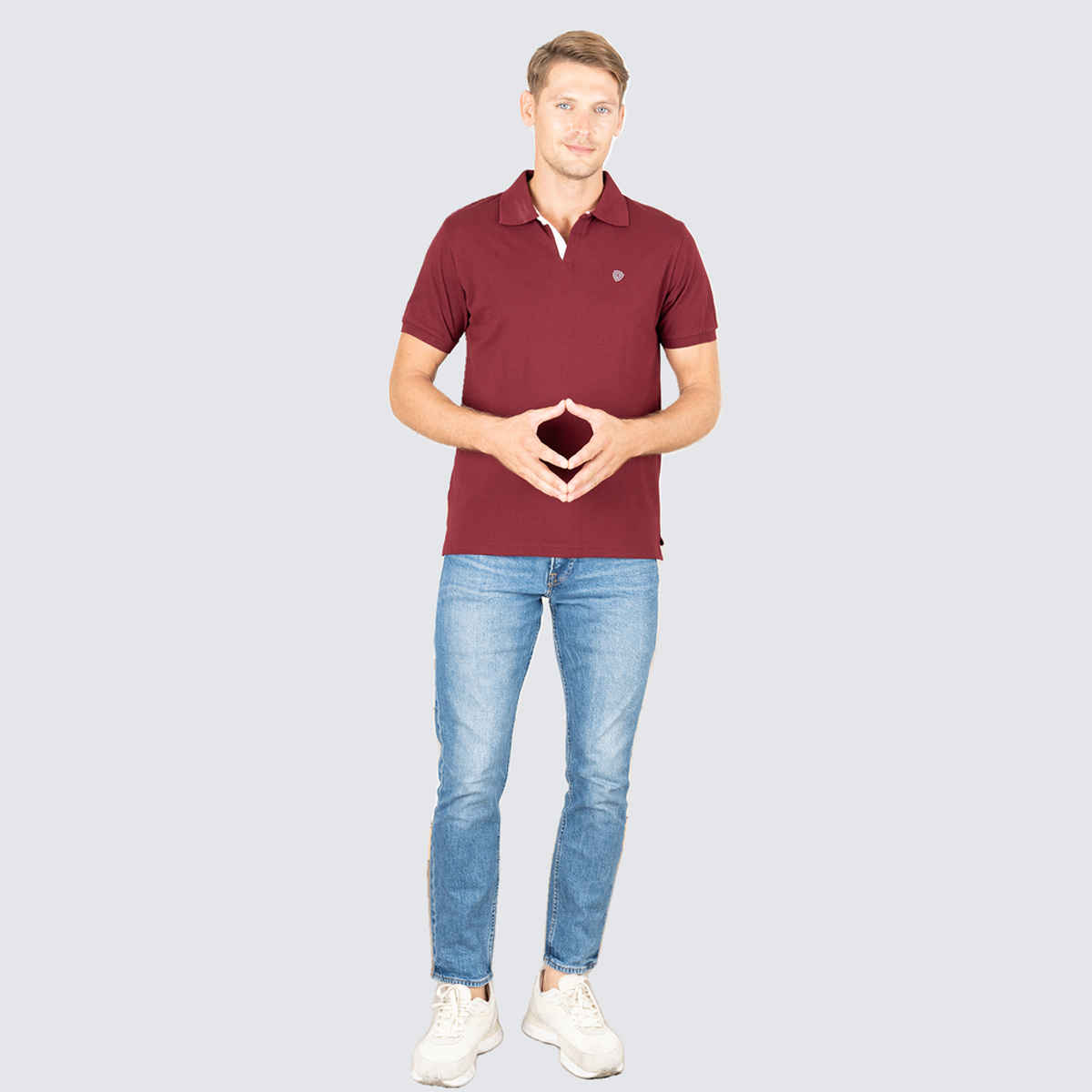 Lux Cozi Men's Cotton Polo T-Shirt, Meroon, L