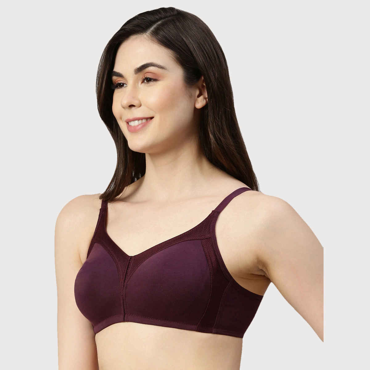 Enamor Women's AB75 Full Support Fab-Cool Cotton Bra | Non Padded | Wirefree | Purple - 36B