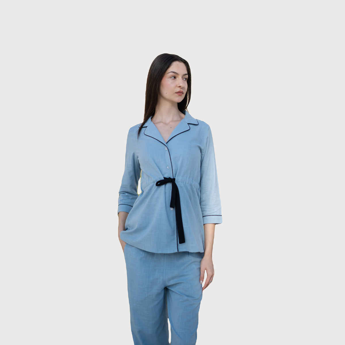 Sanskrutihomes Women's Pure Cotton Night suits | SE-NSP-786 | Blue - XL