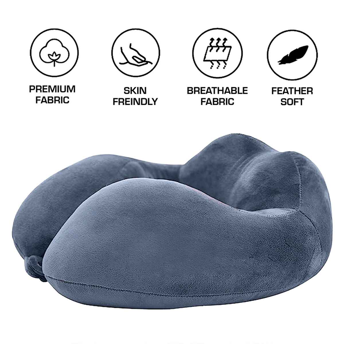 Billebon Unisex Solid Fiber Neck Pillow | Grey - Free Size